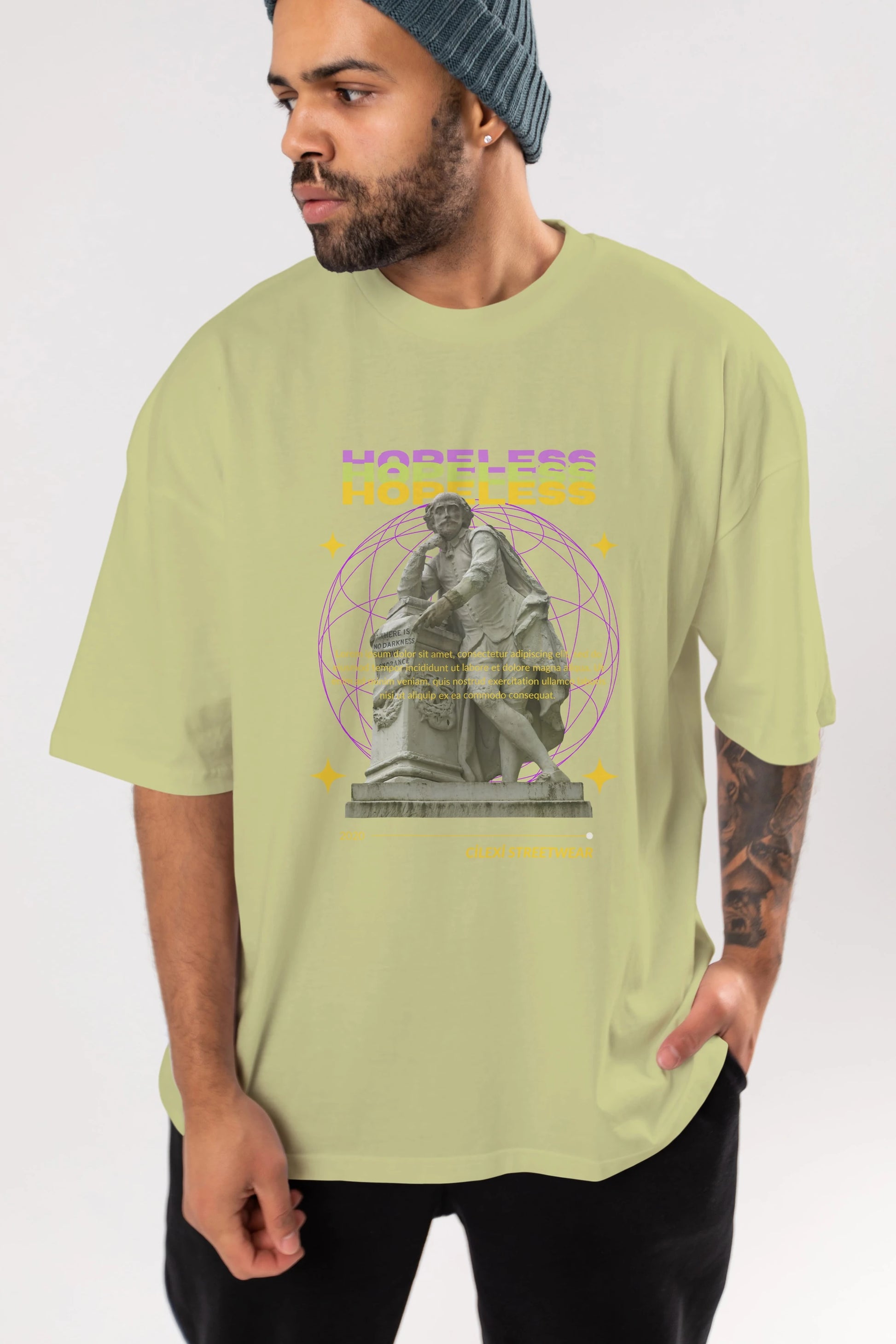 Hopeless Ön Baskılı Oversize t-shirt Erkek Kadın Unisex