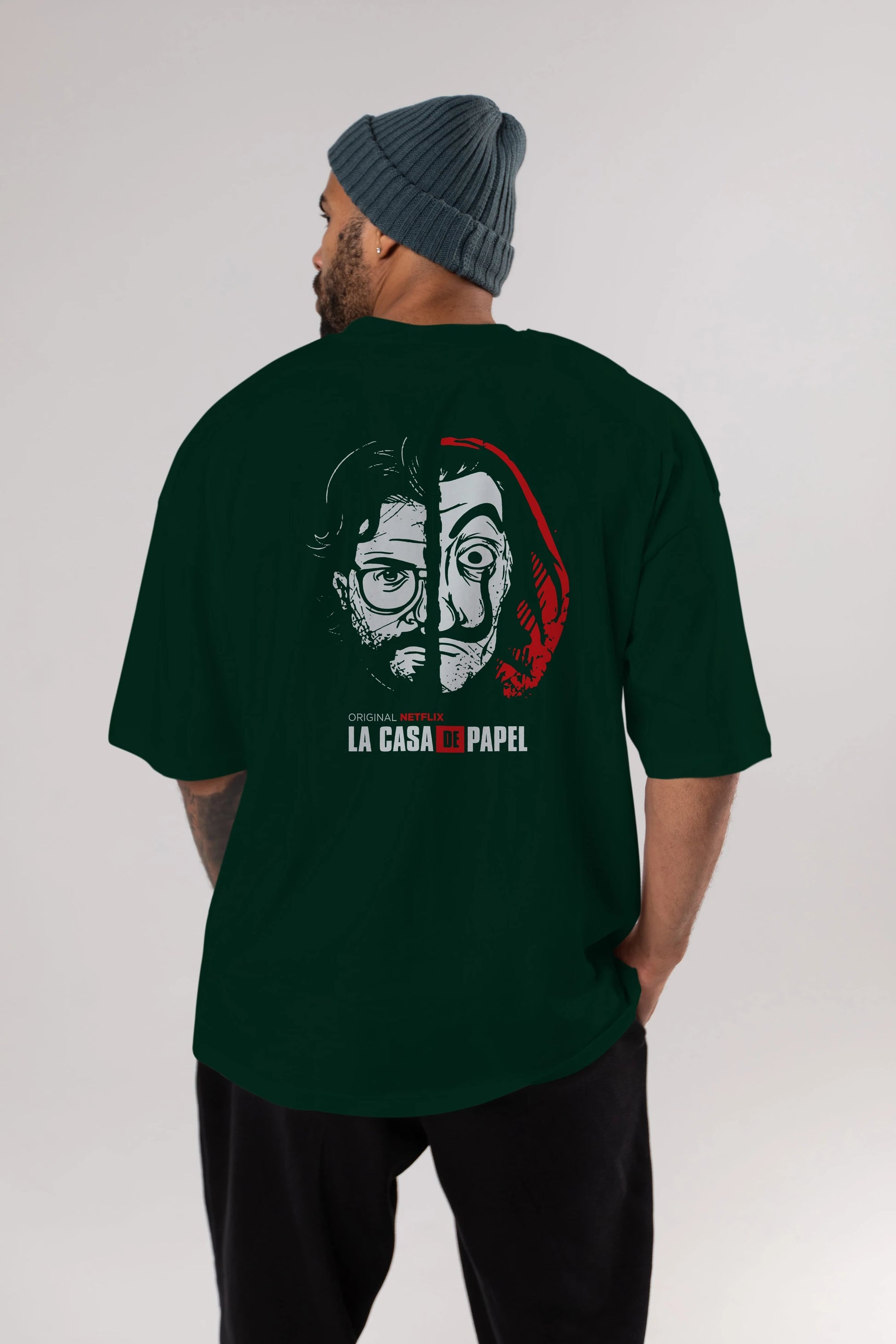 La Casa De Papel (9) Arka Baskılı Oversize t-shirt Erkek Kadın Unisex %100 Pamuk Bisiklet Yaka tişort