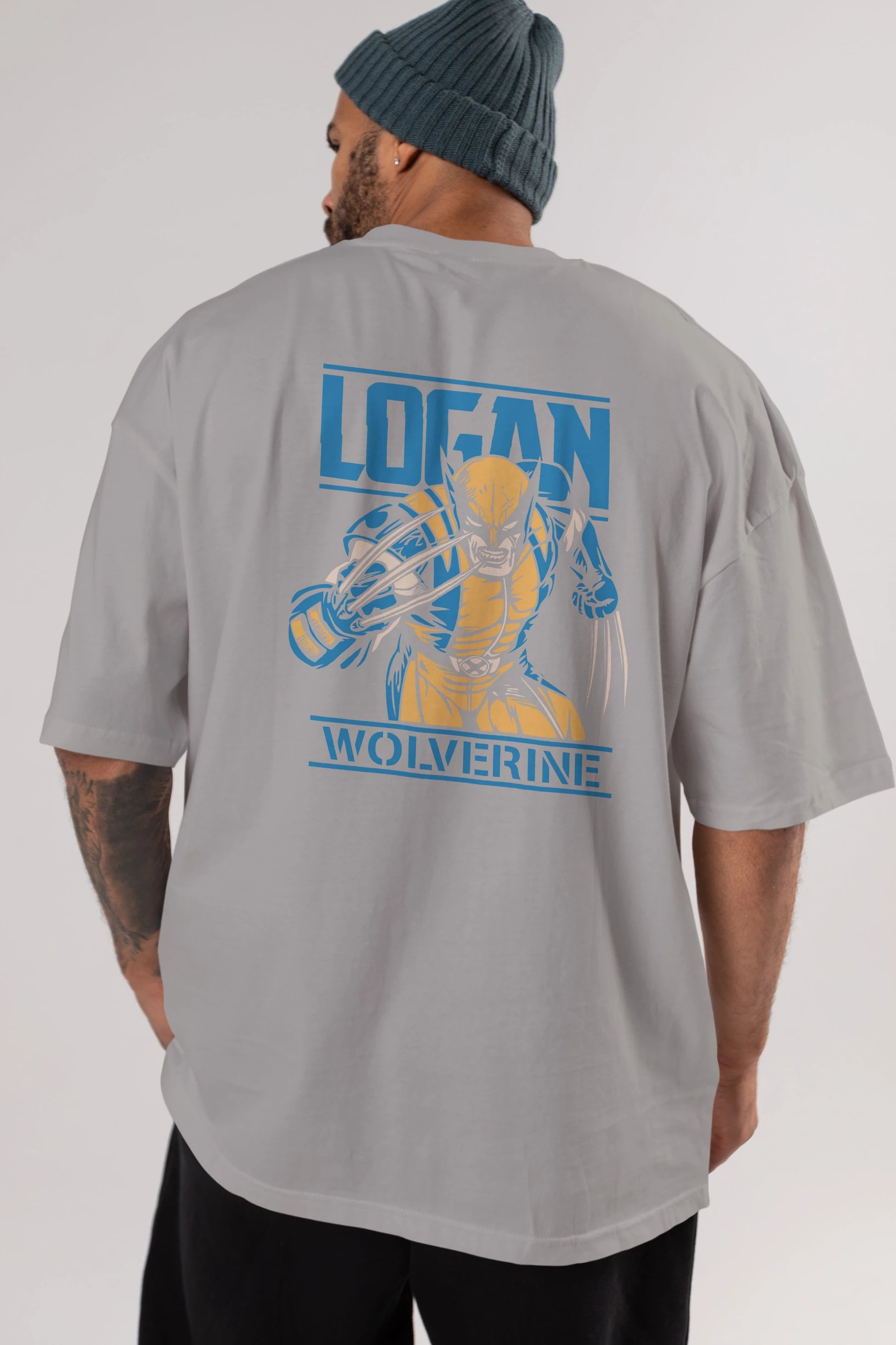 Wolverine Logan Arka Baskılı Oversize t-shirt Erkek Kadın Unisex %100 Pamuk Bisiklet Yaka tişort