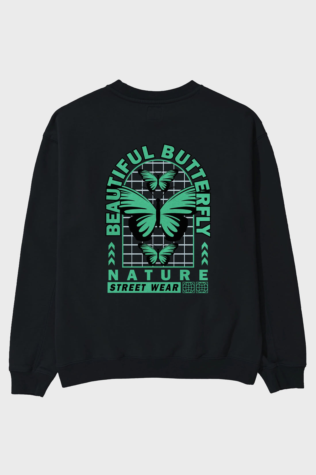 Beautiful Butterfly Arka Baskılı Oversize Sweatshirt Erkek Kadın Unisex