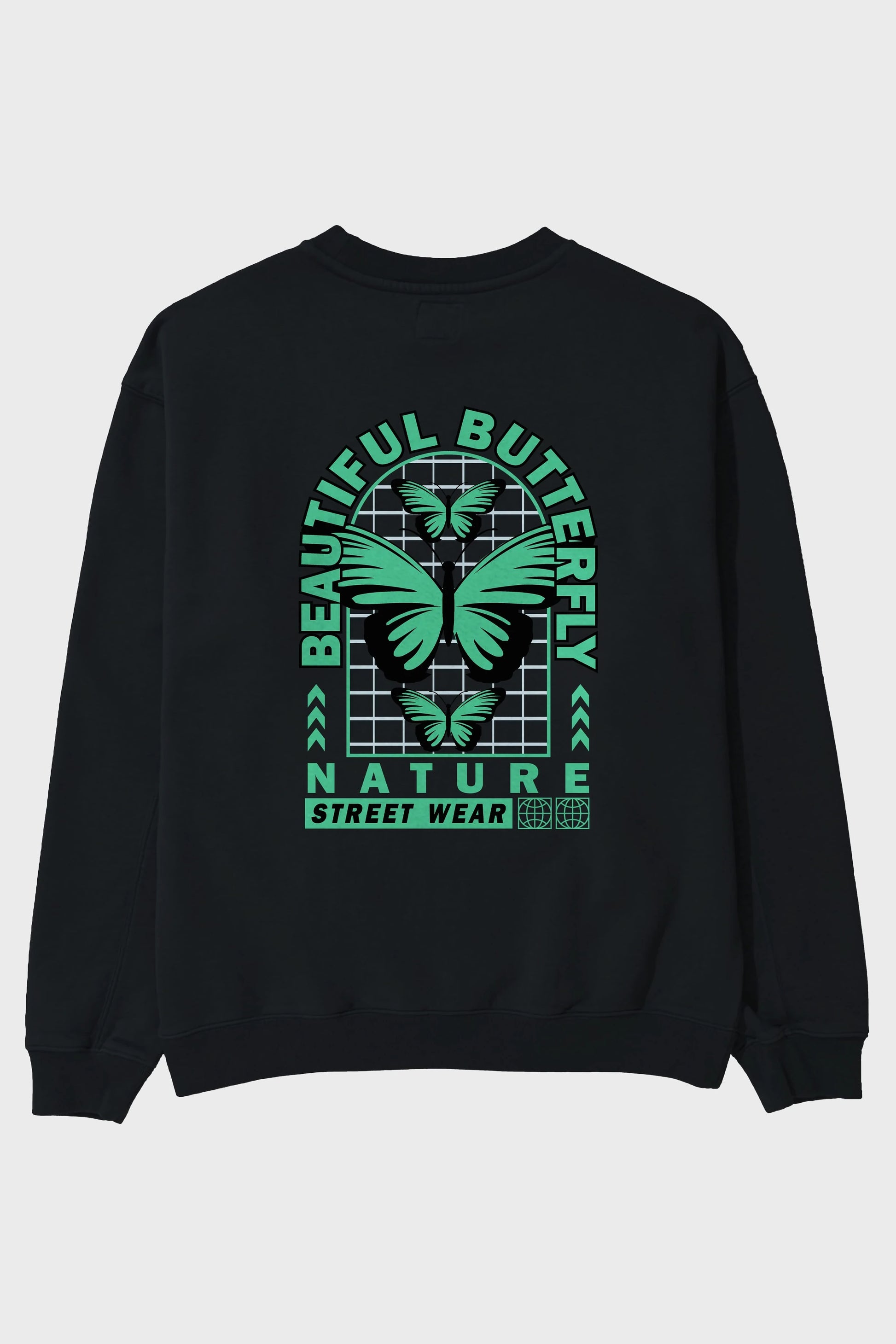Beautiful Butterfly Arka Baskılı Oversize Sweatshirt Erkek Kadın Unisex