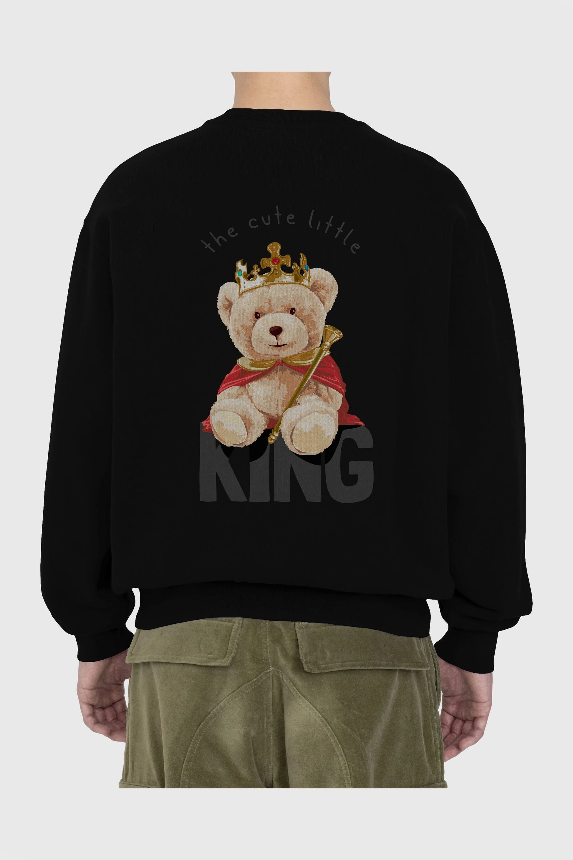 Teddy Bear King Arka Baskılı Oversize Sweatshirt Erkek Kadın Unisex