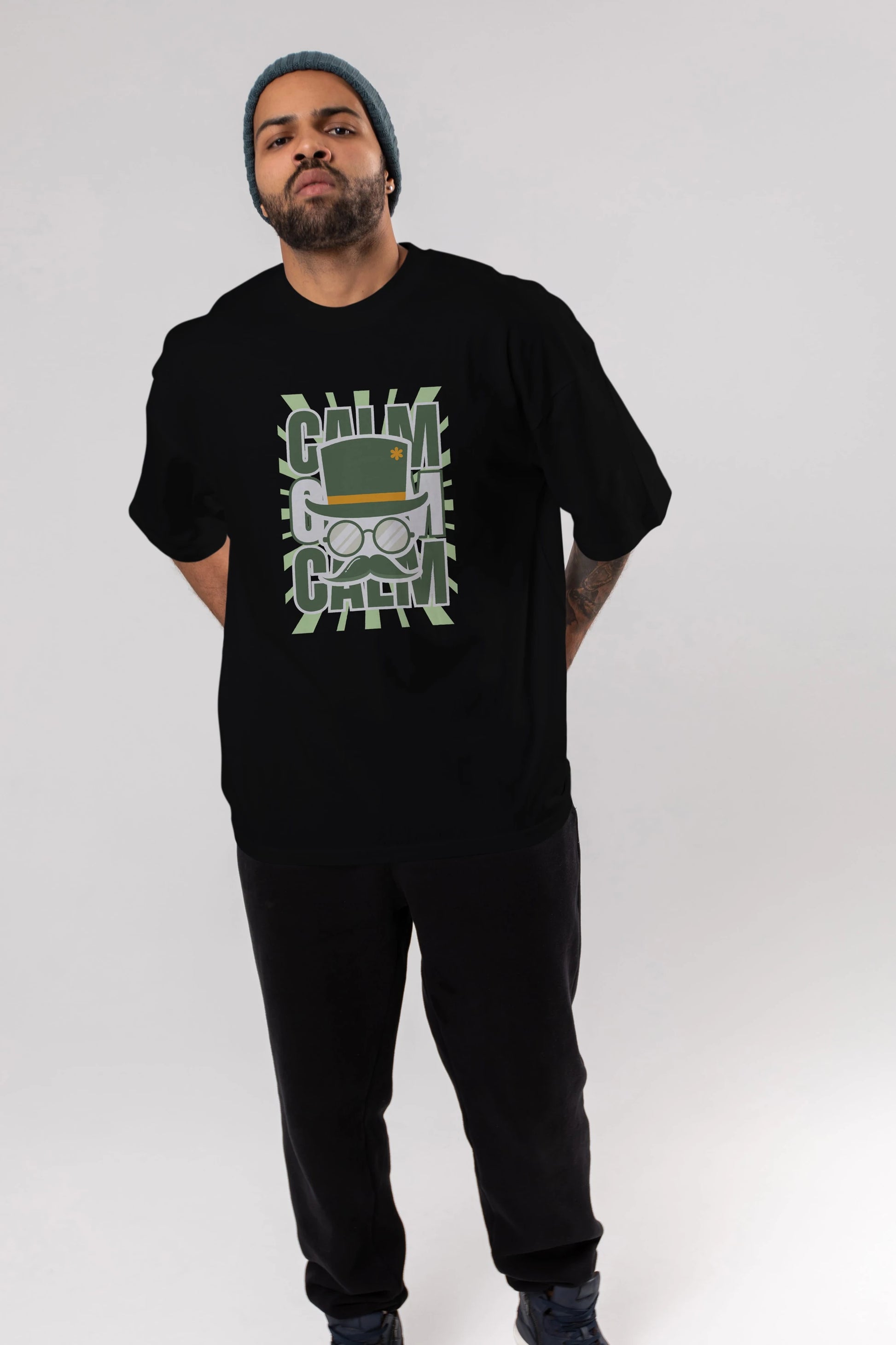 Calm Yazılı Ön Baskılı Oversize t-shirt Erkek Kadın Unisex