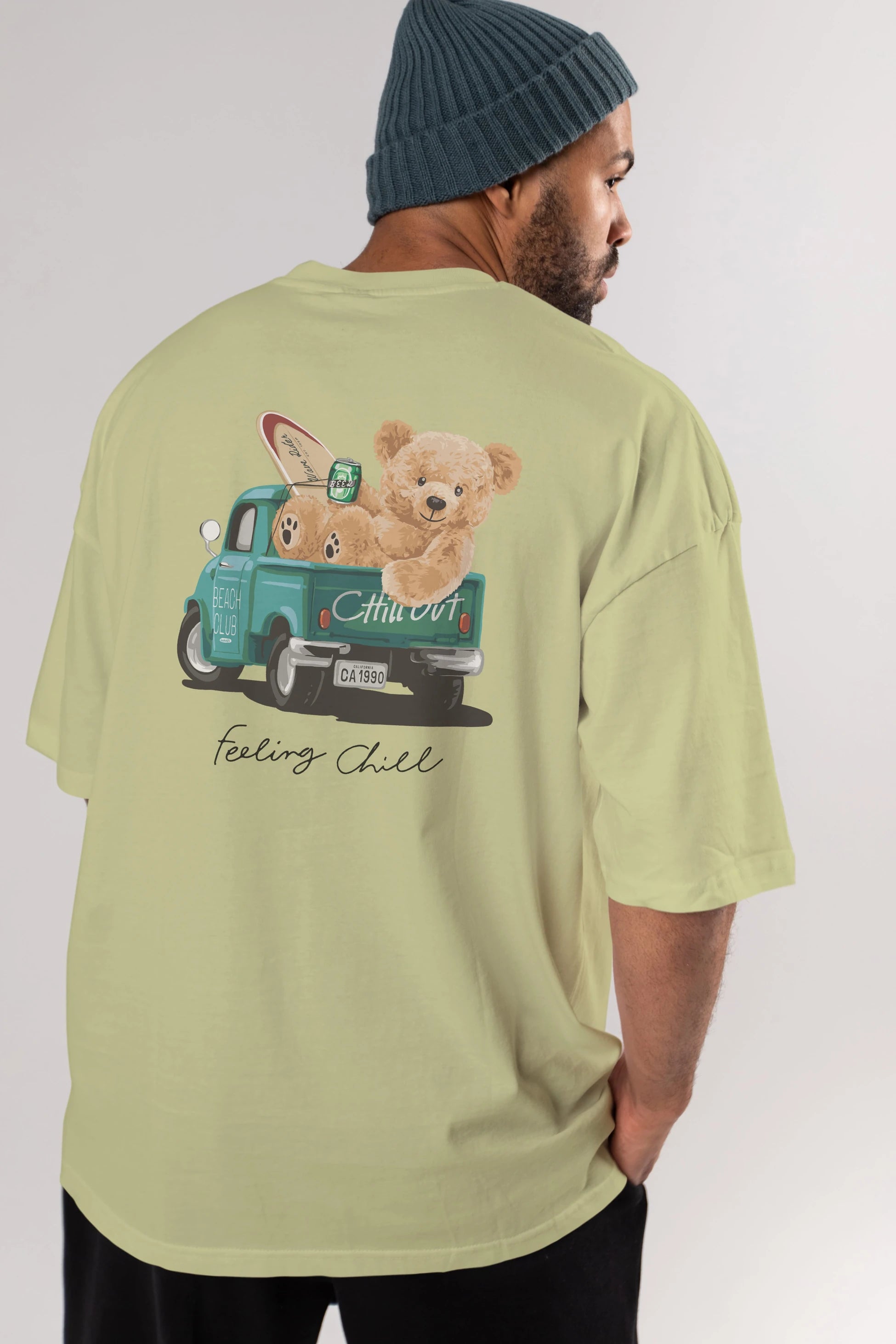Teddy Bear Chill Out Arka Baskılı Oversize t-shirt Erkek Kadın Unisex %100 Pamuk
