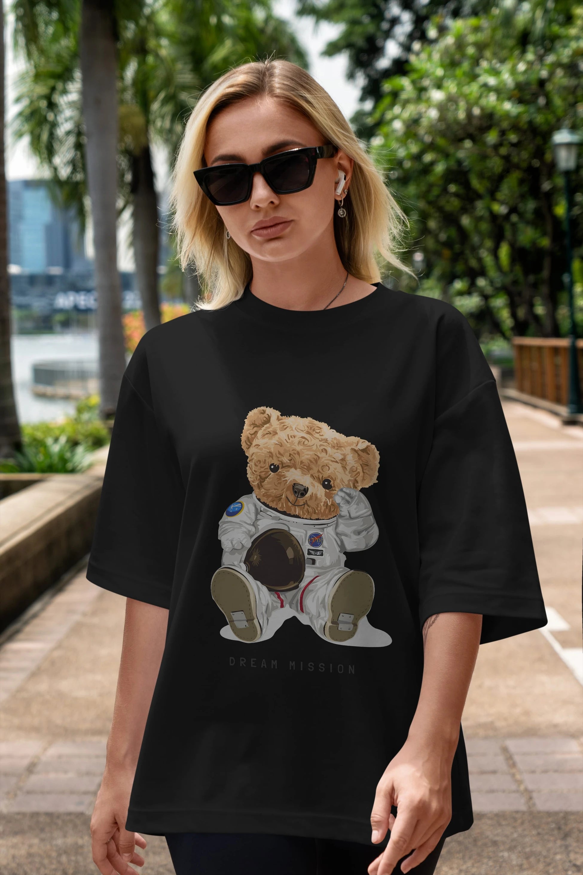 Teddy Bear Asrtonot Ön Baskılı Oversize t-shirt Erkek Kadın Unisex %100 Pamuk