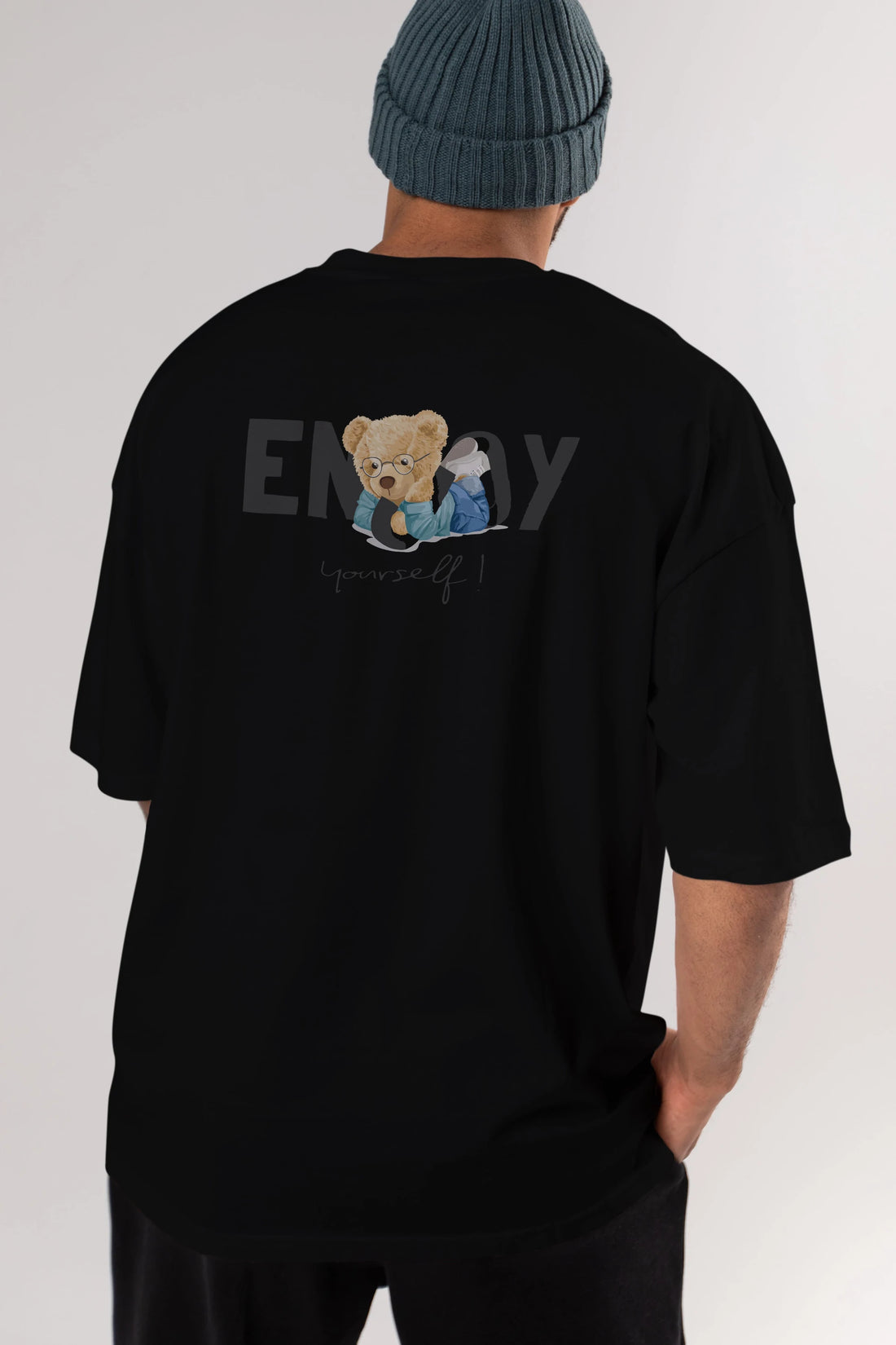 Teddy Bear Yourself Arka Baskılı Oversize t-shirt Erkek Kadın Unisex %100 Pamuk