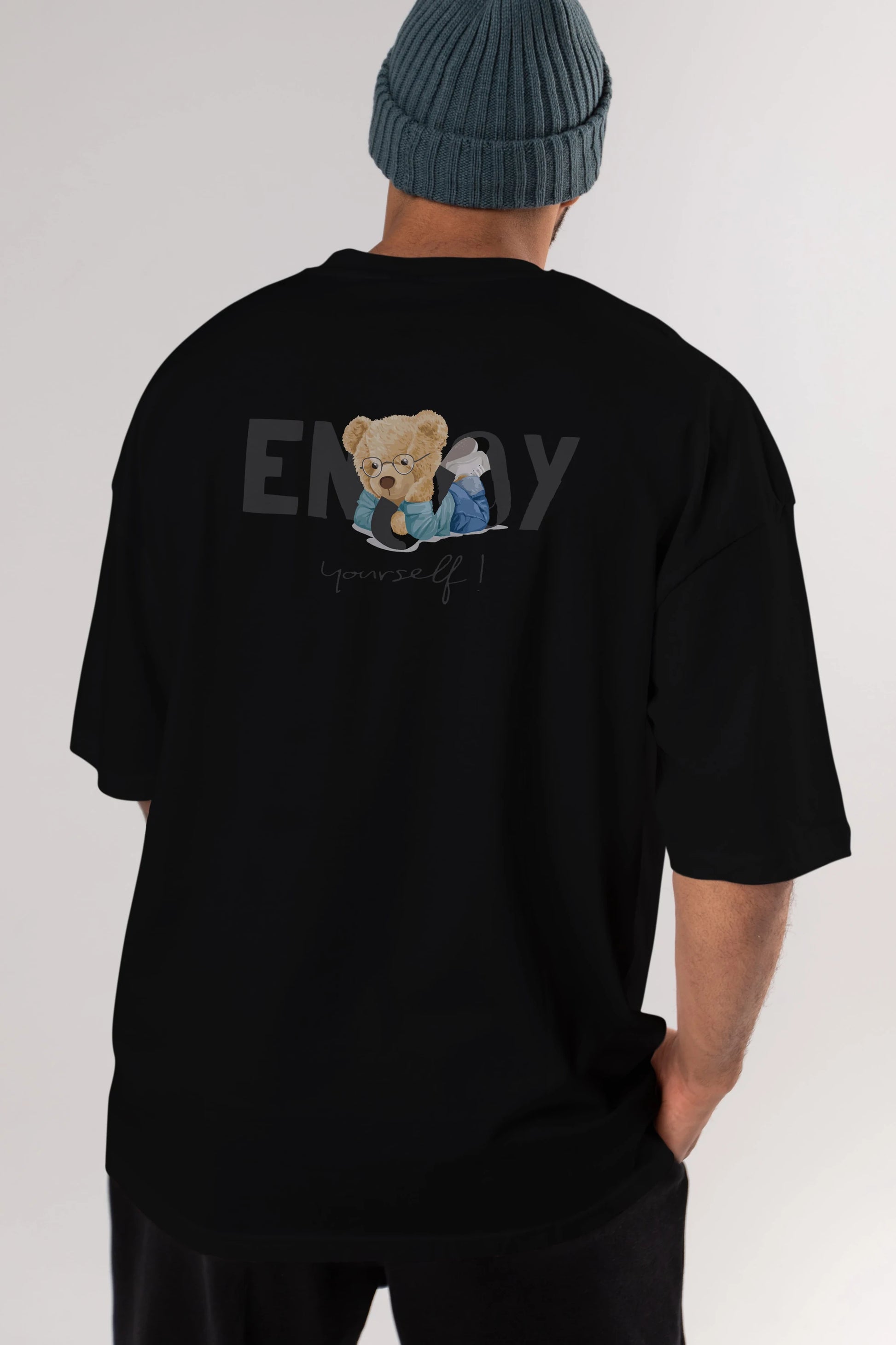 Teddy Bear Yourself Arka Baskılı Oversize t-shirt Erkek Kadın Unisex %100 Pamuk