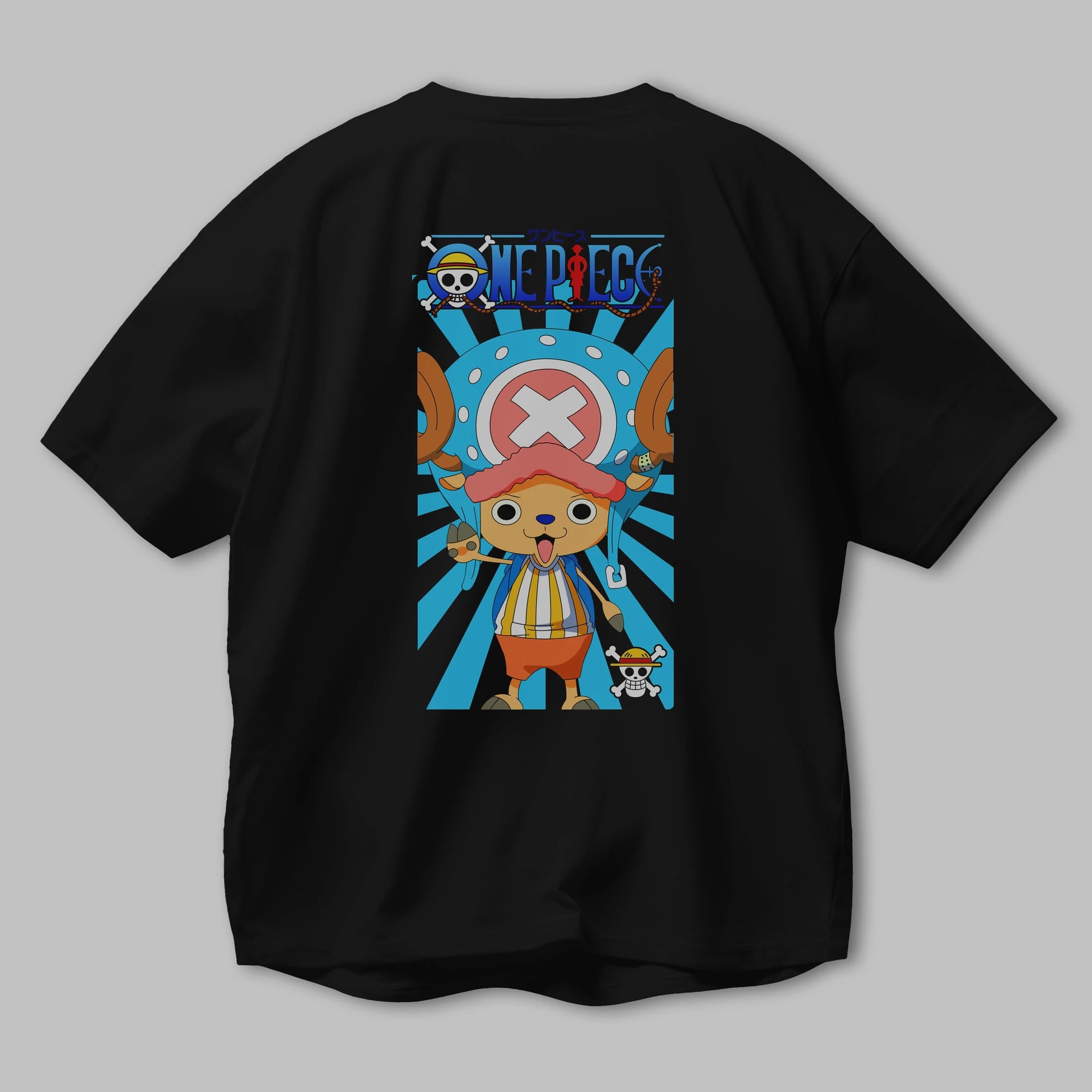 Chopper Anime Arka Baskılı Oversize t-shirt Erkek Kadın Unisex %100 pamuk tişort