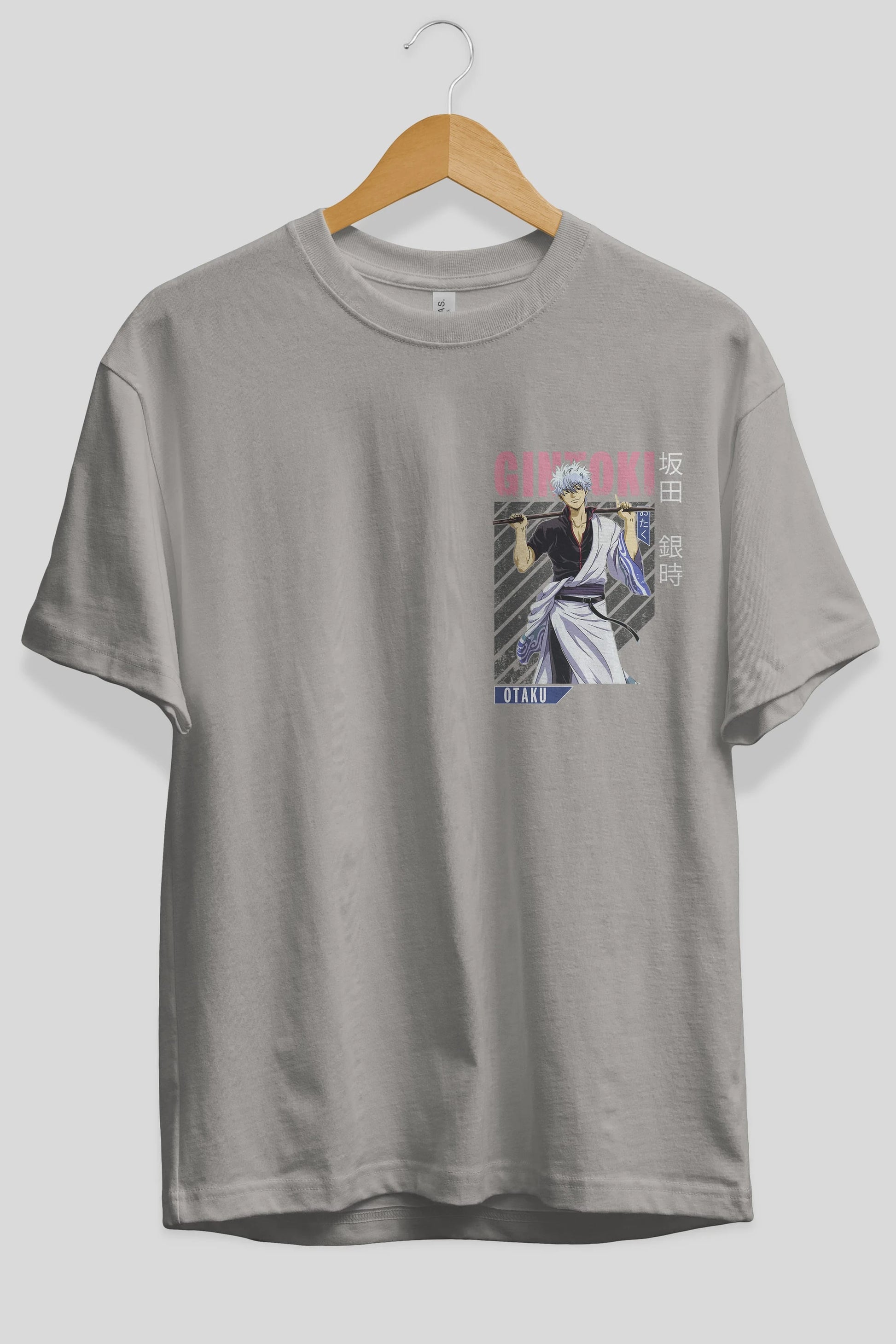 Gintoki Sakata GINTAMA 3 Ön Sol Baskılı Oversize t-shirt Erkek Kadın Unisex %100 Pamuk Bisiklet Yaka tişort