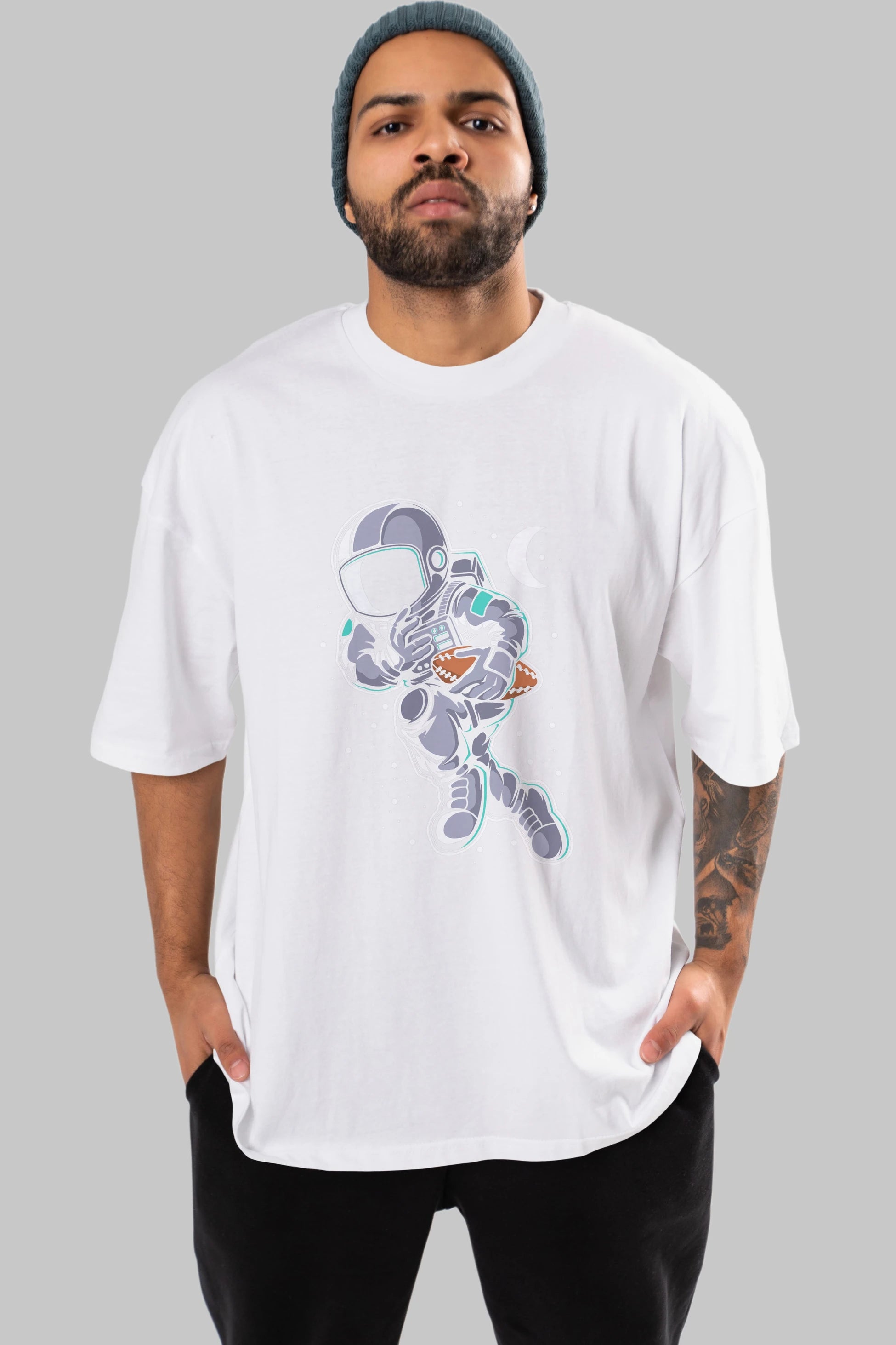 Astronaut Rugby Ön Baskılı Oversize t-shirt Erkek Kadın Unisex