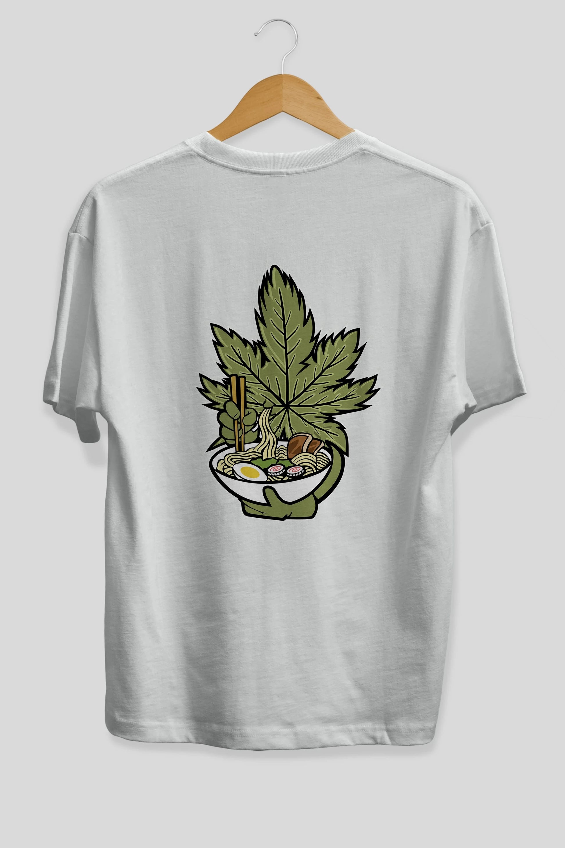 Weed Ramen Arka Baskılı Oversize t-shirt Erkek Kadın Unisex %100 Pamuk tişort