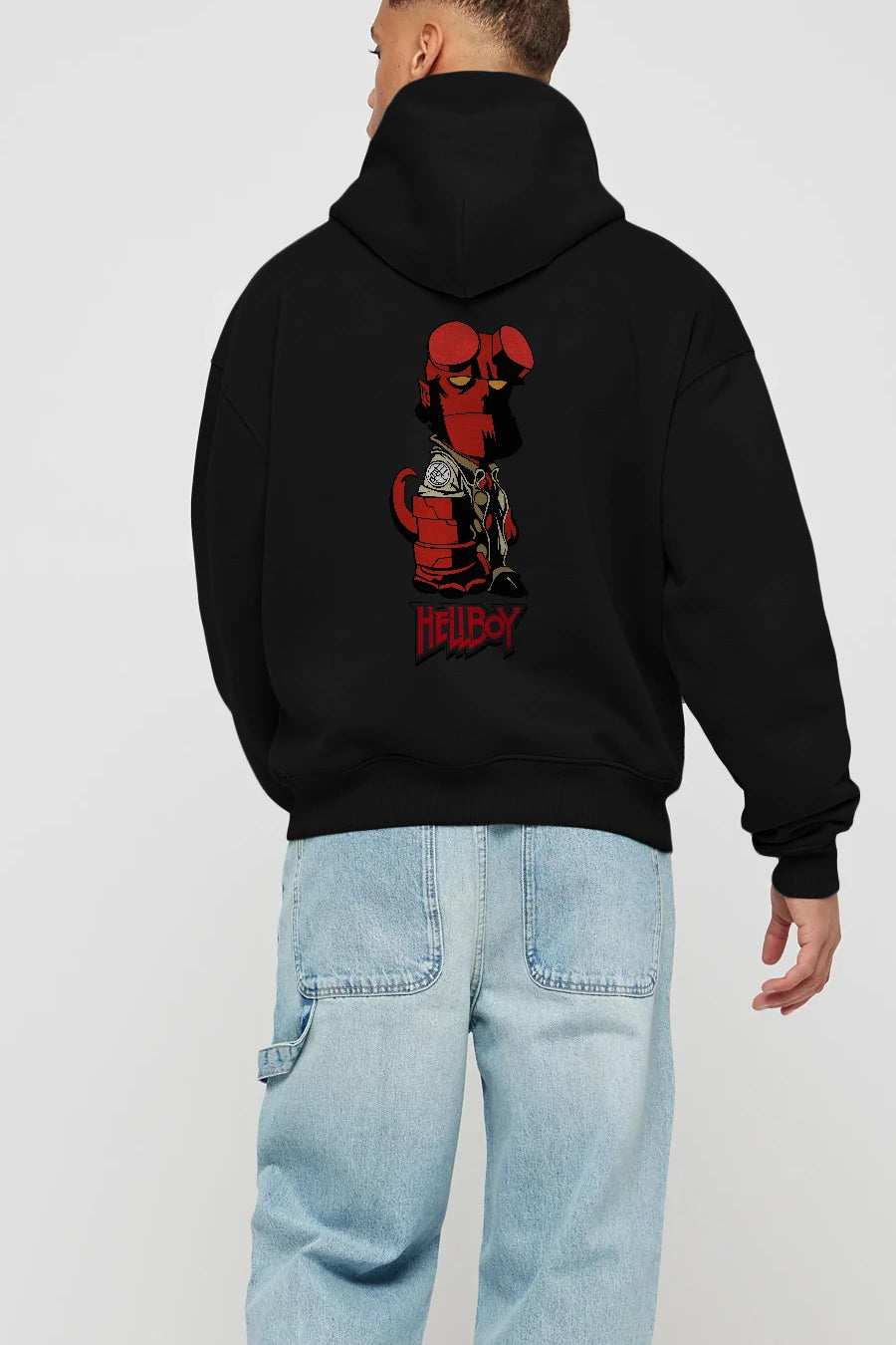 Hellboy (1) Arka Baskılı Hoodie Oversize Kapüşonlu Sweatshirt Erkek Kadın Unisex