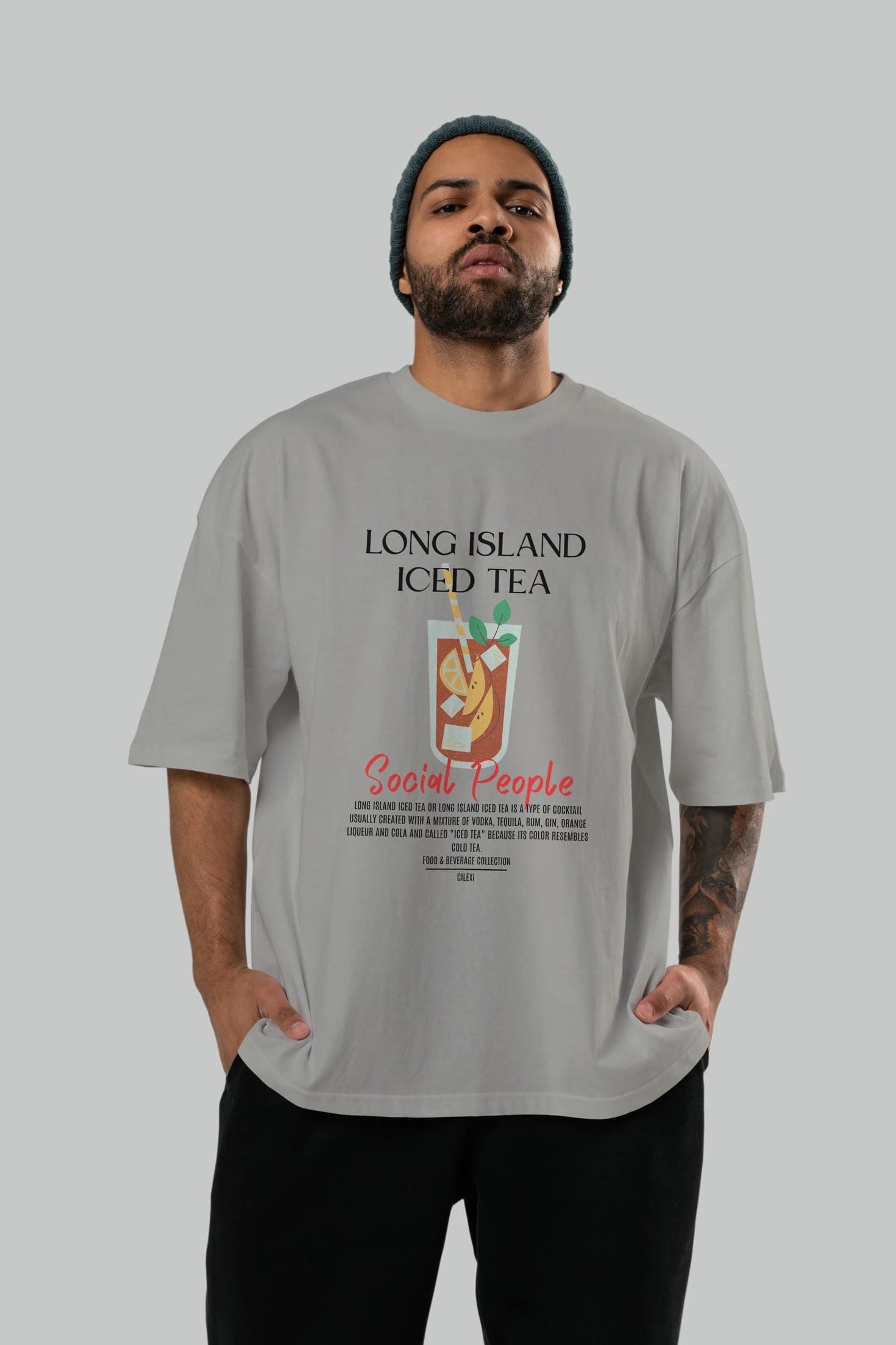 Long Island ıced tea Kokteyl Serisi ön Baskılı Oversize t-shirt Erkek Kadın %100 Pamuk Bisiklet Yaka tişort