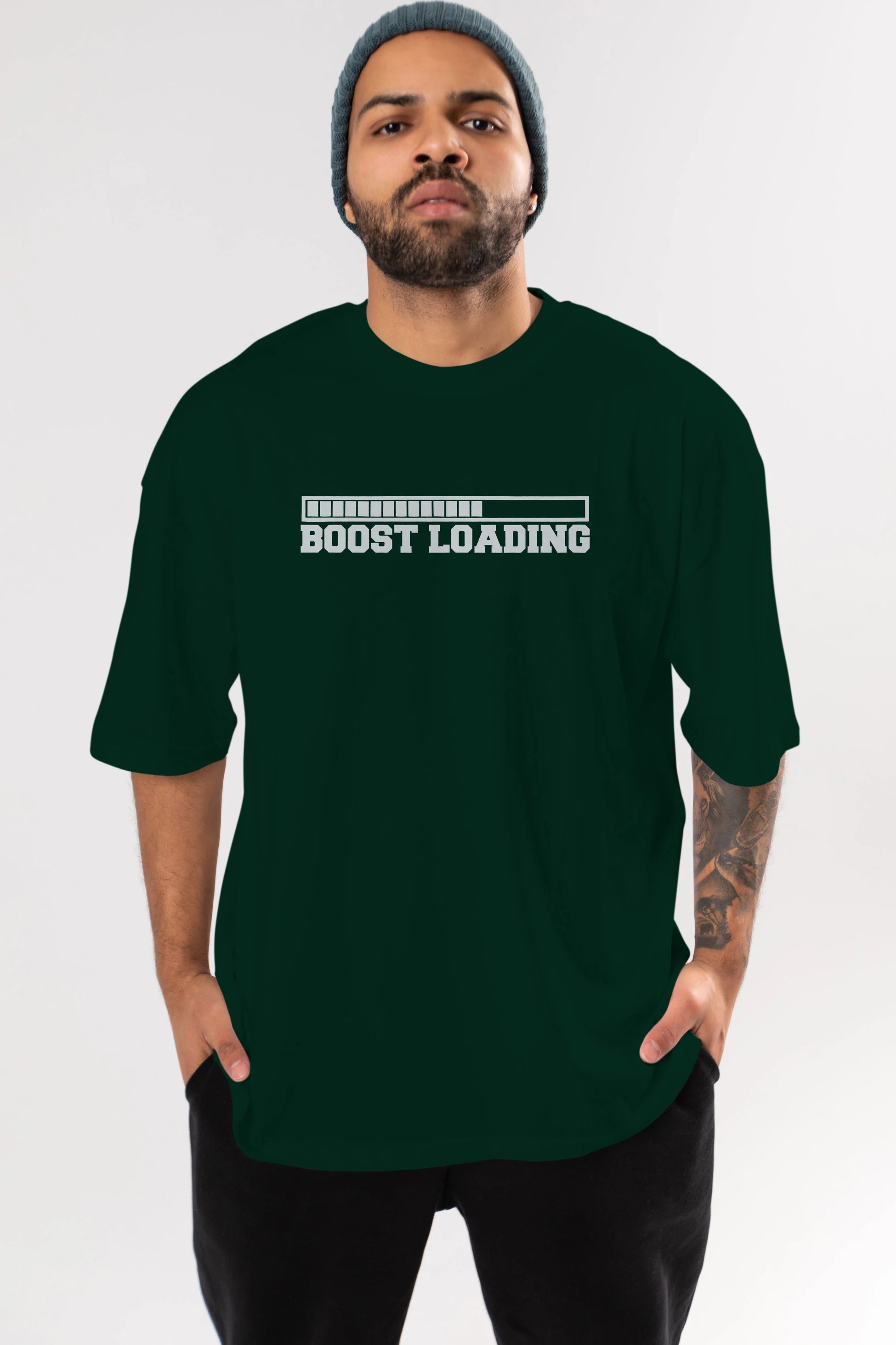Boost Loading Ön Baskılı Oversize t-shirt %100 pamuk Erkek Kadın Unisex