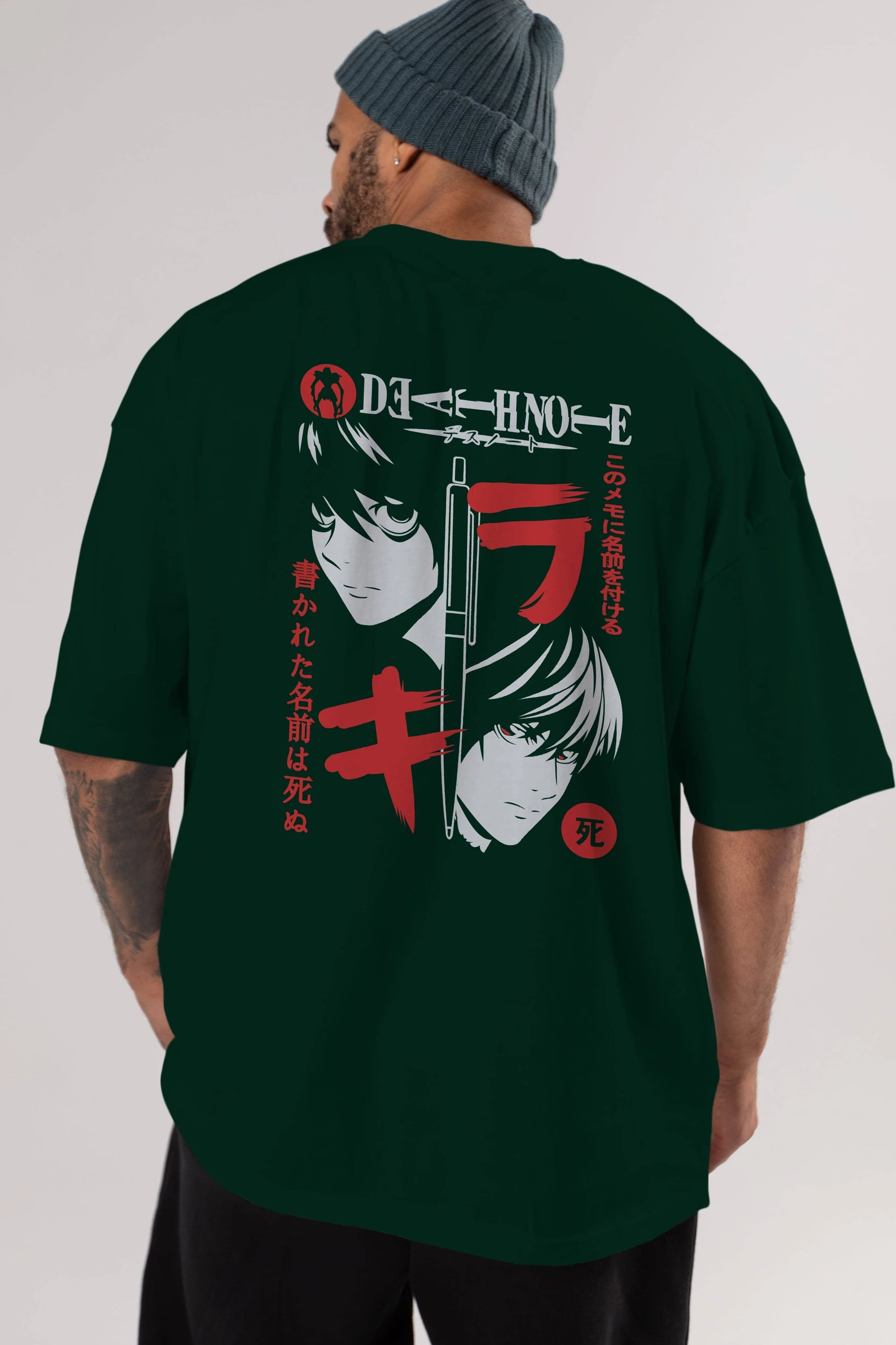 DEATHNOTE L vs KIRA Anime Arka Baskılı Oversize t-shirt Erkek Kadın Unisex