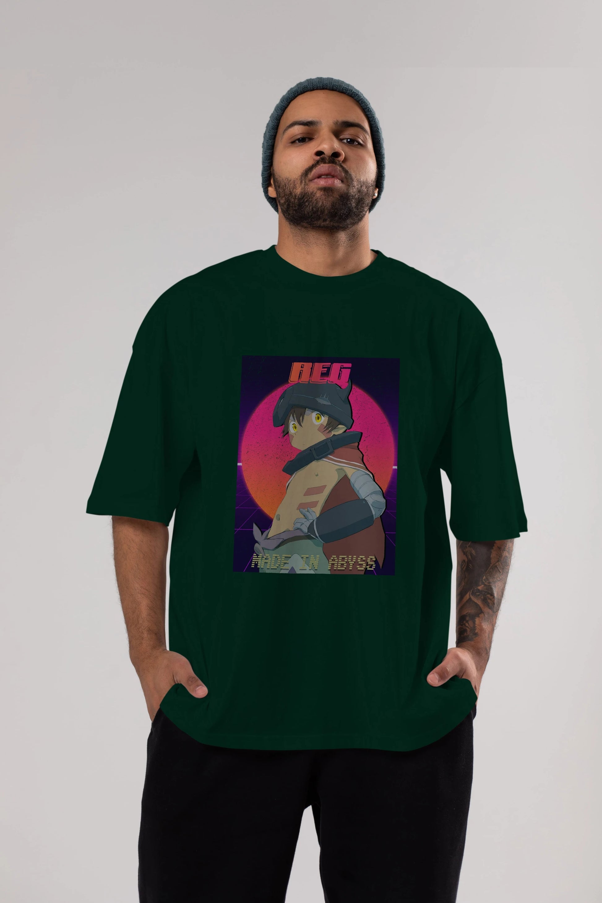 Reg 7 Anime Ön Baskılı Oversize t-shirt %100 pamuk Erkek Kadın Unisex