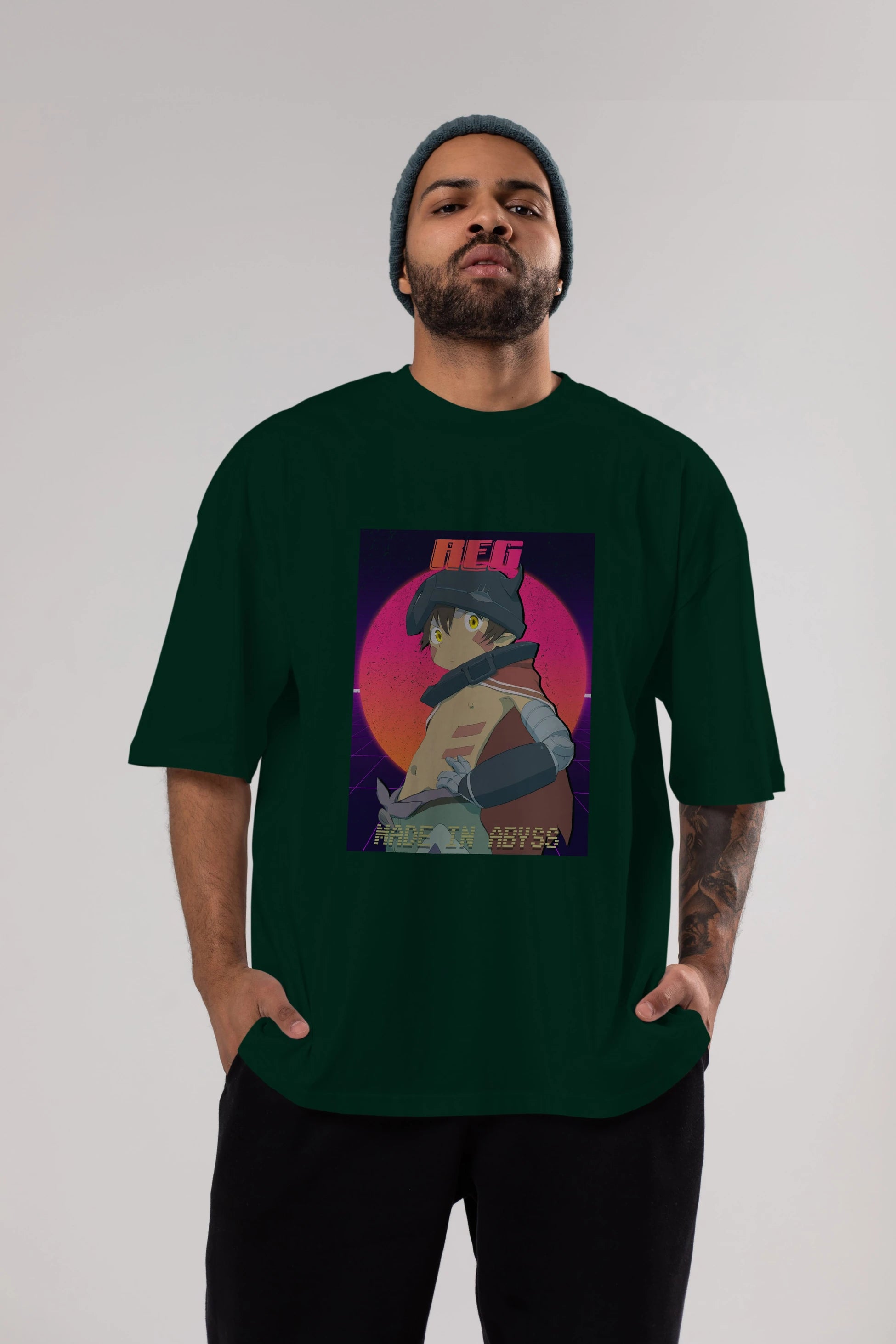 Reg 7 Anime Ön Baskılı Oversize t-shirt %100 pamuk Erkek Kadın Unisex