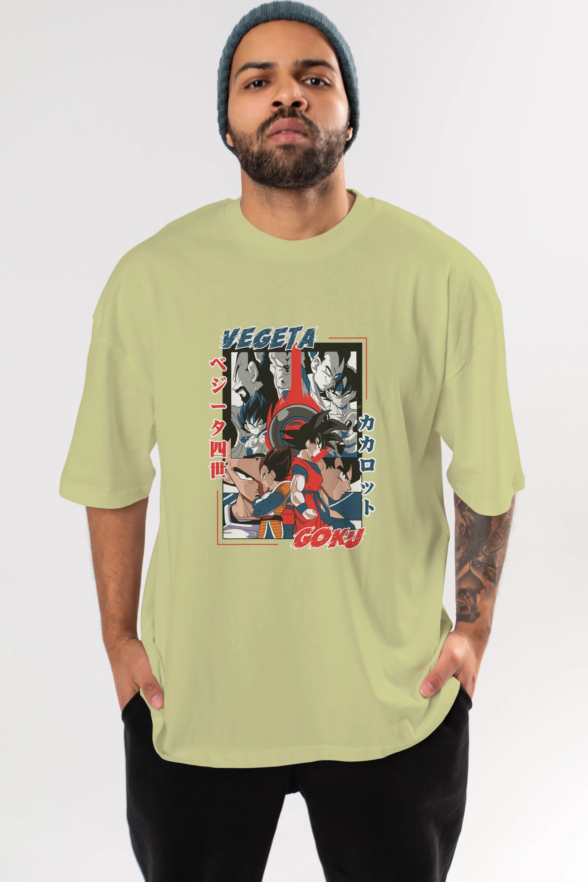 VEGETA VS GOKU Anime Ön Baskılı Oversize t-shirt %100 pamuk Erkek Kadın Unisex