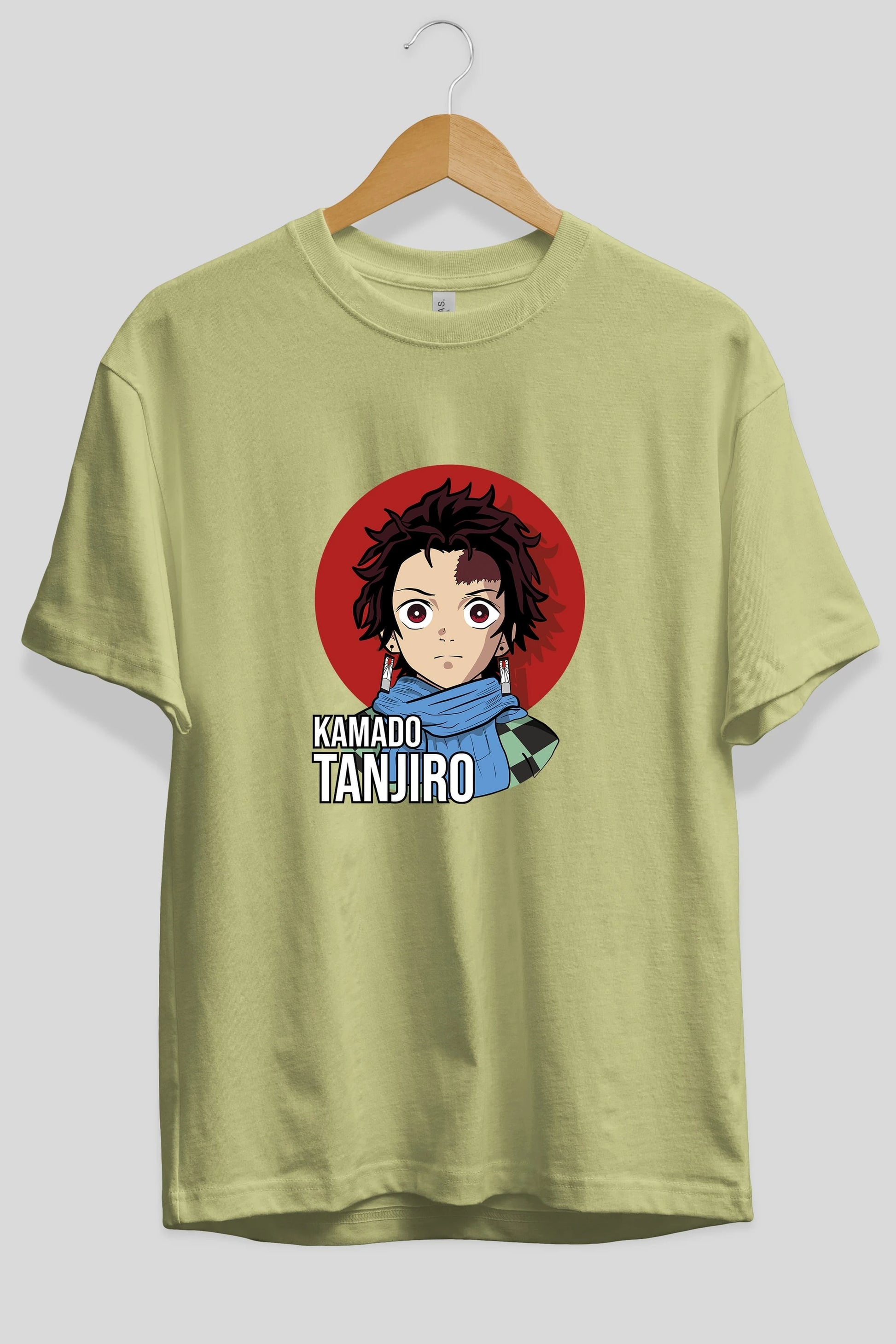 TANJIRO KAMADO Anime Ön Baskılı Oversize t-shirt %100 pamuk Erkek Kadın Unisex