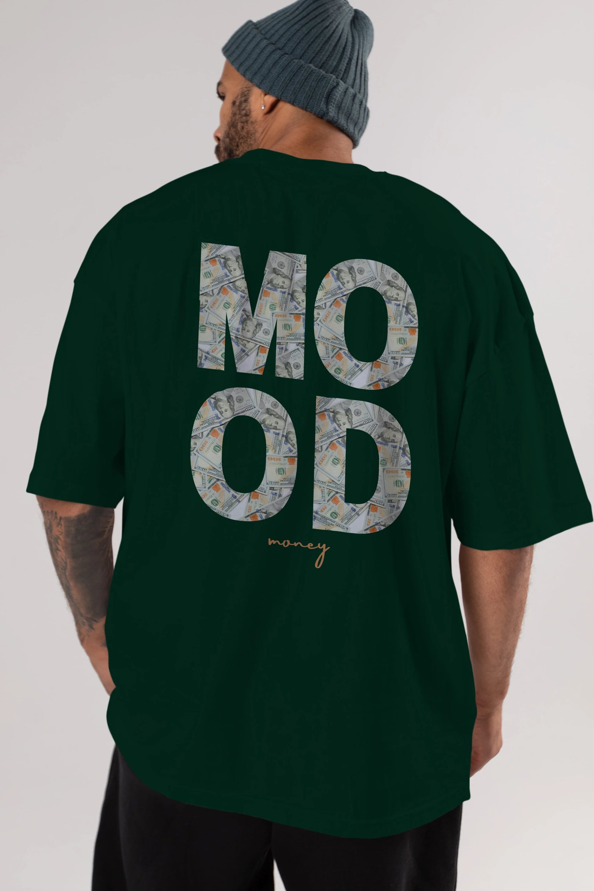 Mood Money Yazılı Arka Baskılı Oversize t-shirt Erkek Kadın Unisex