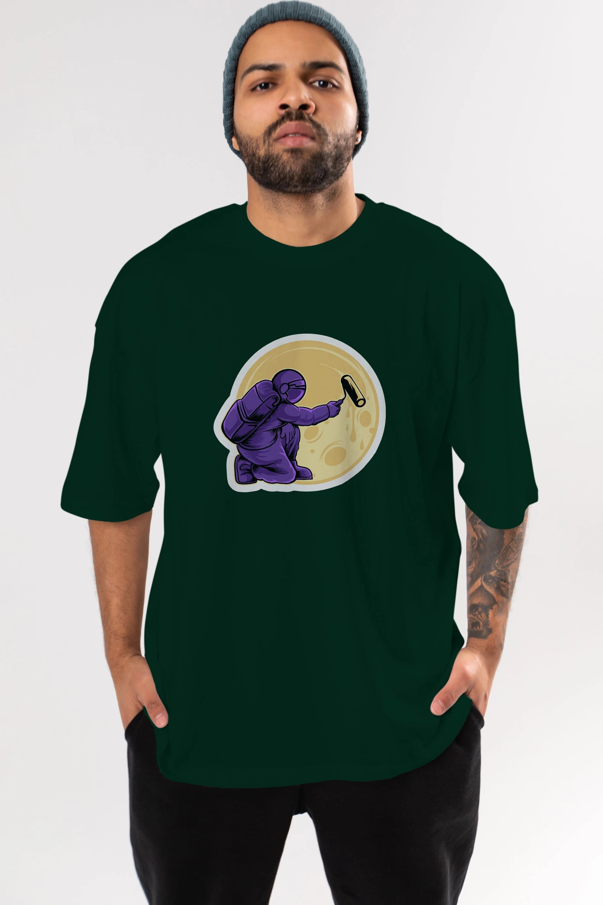 Astropaint Sticker Ön Baskılı Oversize t-shirt Erkek Kadın Unisex