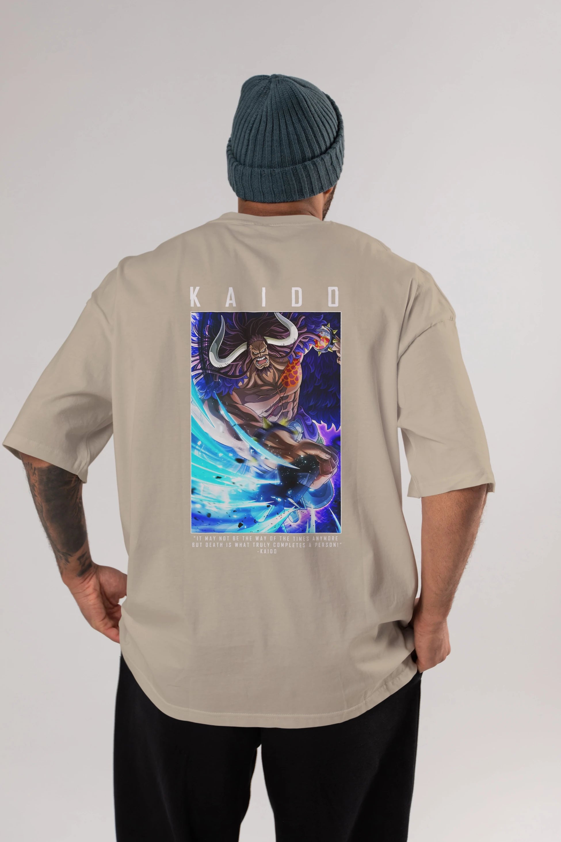 Kaido 2 Anime Arka Baskılı Oversize t-shirt Erkek Kadın Unisex %100 pamuk tişort