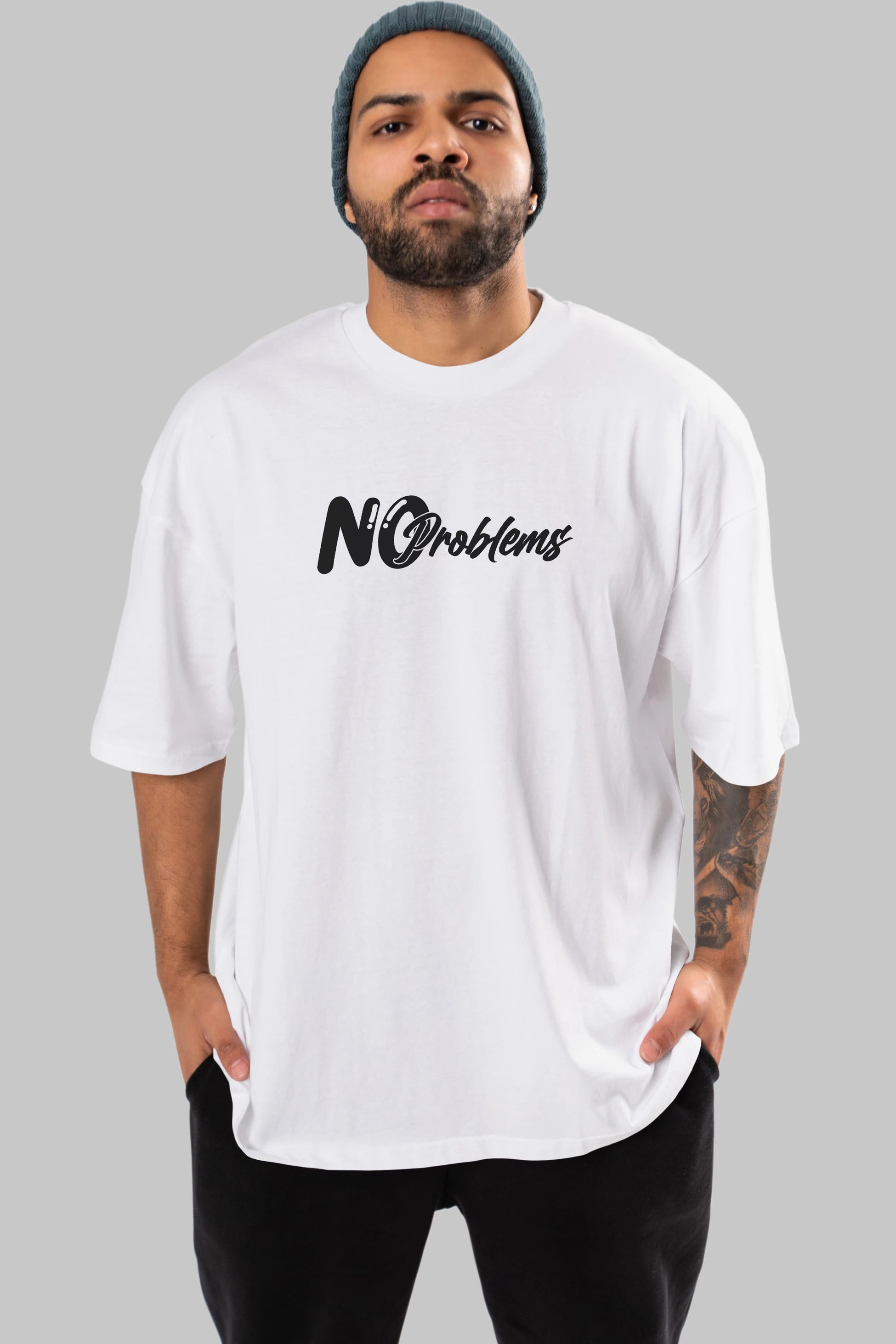 No Problems Ön Baskılı Oversize t-shirt %100 pamuk Erkek Kadın Unisex