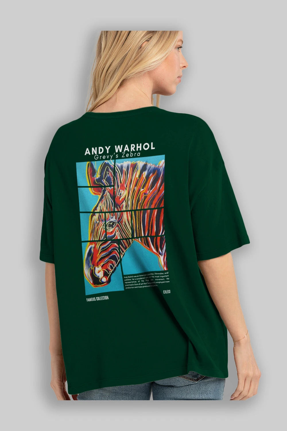 Andy Warhol Arka Baskılı Oversize t-shirt Erkek Kadın Bisiklet Yaka Pamuk tişort