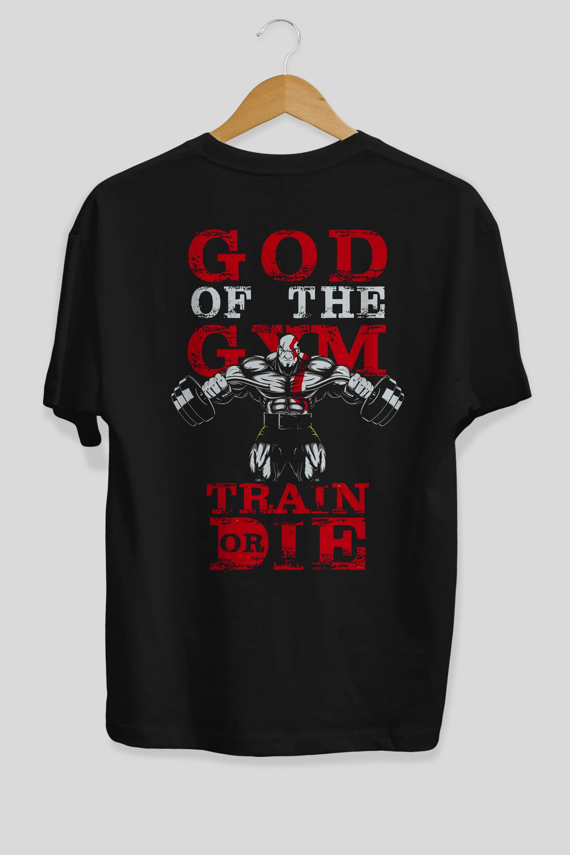 God of The GYM Arka Baskılı Oversize t-shirt Erkek Kadın Unisex %100 Pamuk Bisiklet Yaka tişort