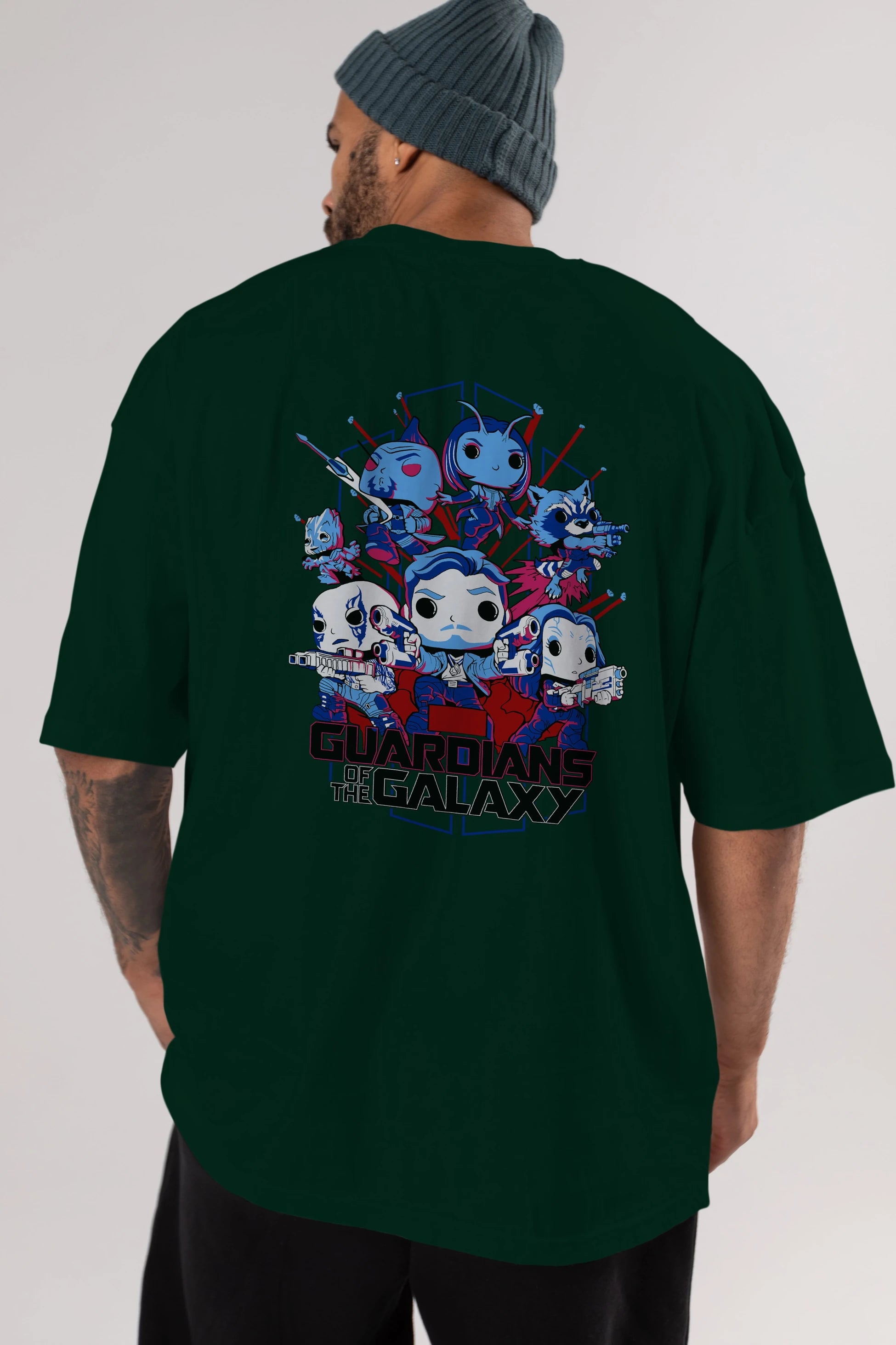 Guardians of the Galaxy Arka Baskılı Oversize t-shirt Erkek Kadın Unisex %100 Pamuk Bisiklet Yaka tişort