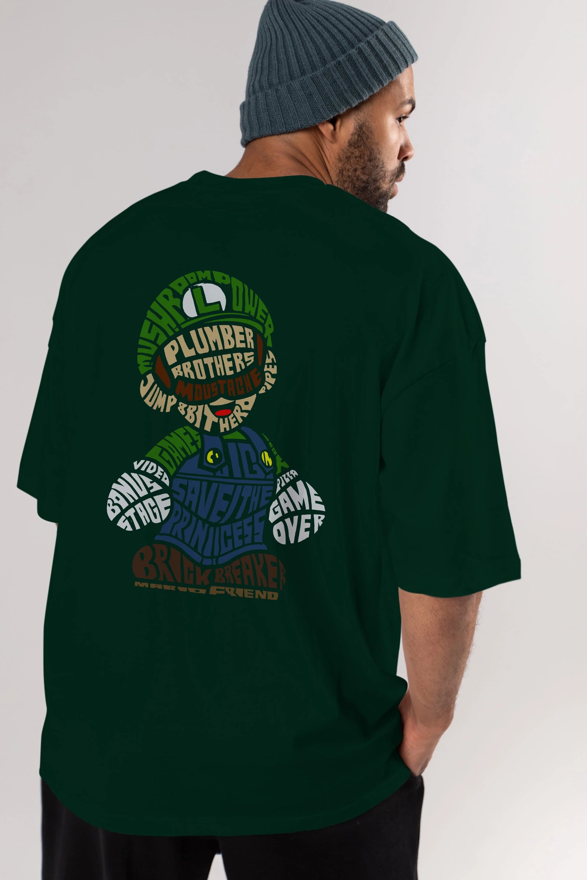 Plumber Brothers Arka Baskılı Oversize t-shirt %100 pamuk Erkek Kadın Unisex