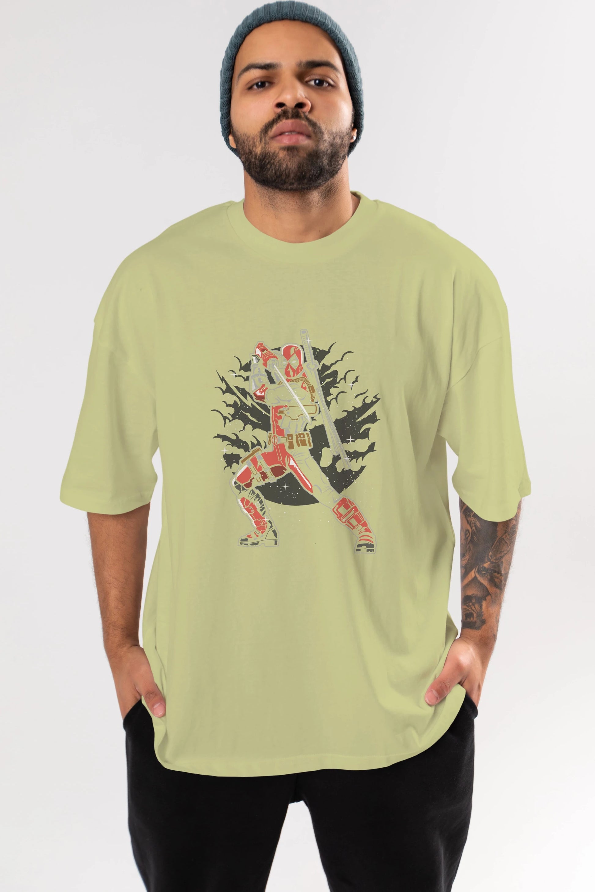 Deadpool Ön Baskılı Oversize t-shirt Erkek Kadın Unisex %100 Pamuk tişort
