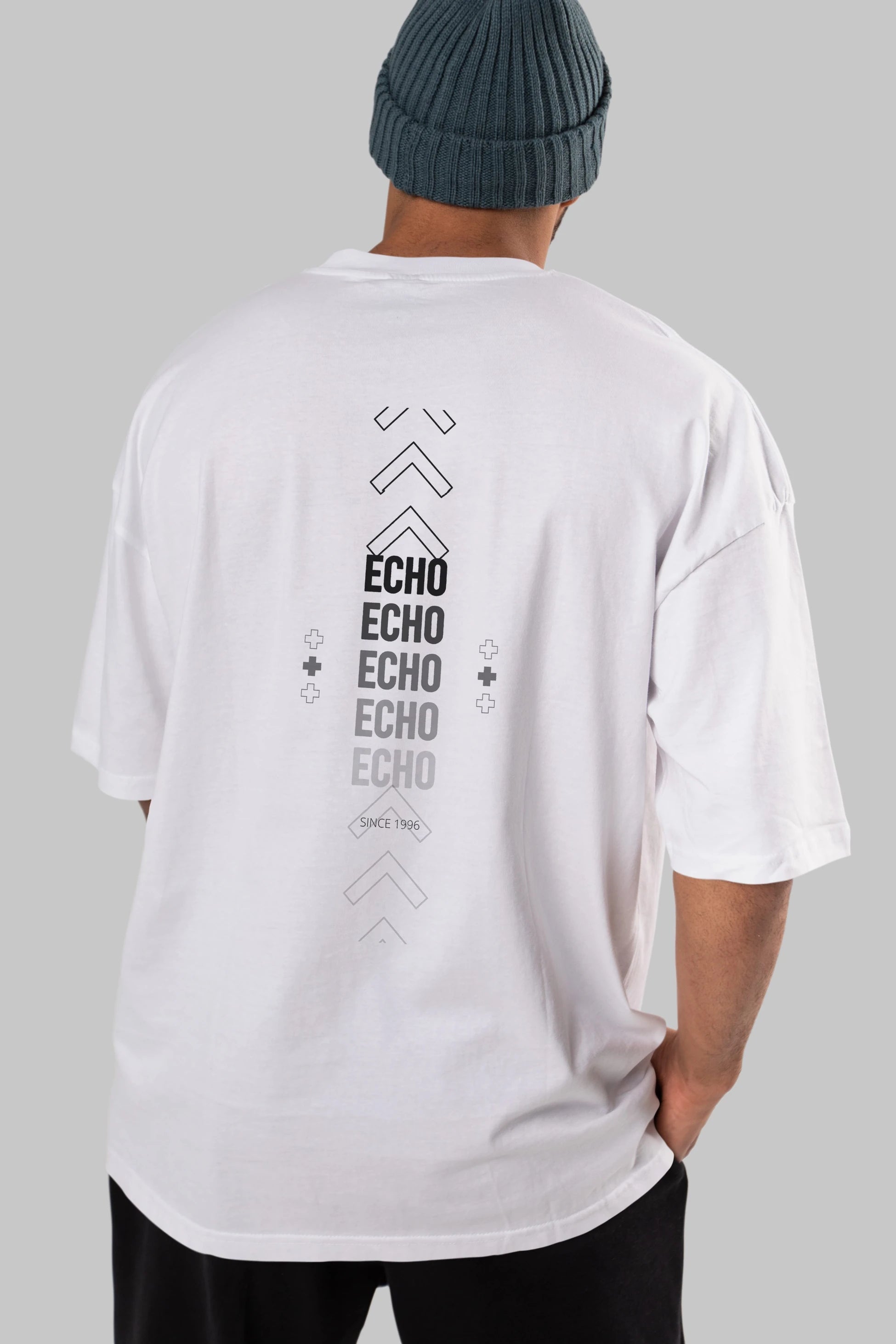 Echo Yazılı Arka Baskılı Oversize t-shirt Erkek Kadın Unisex
