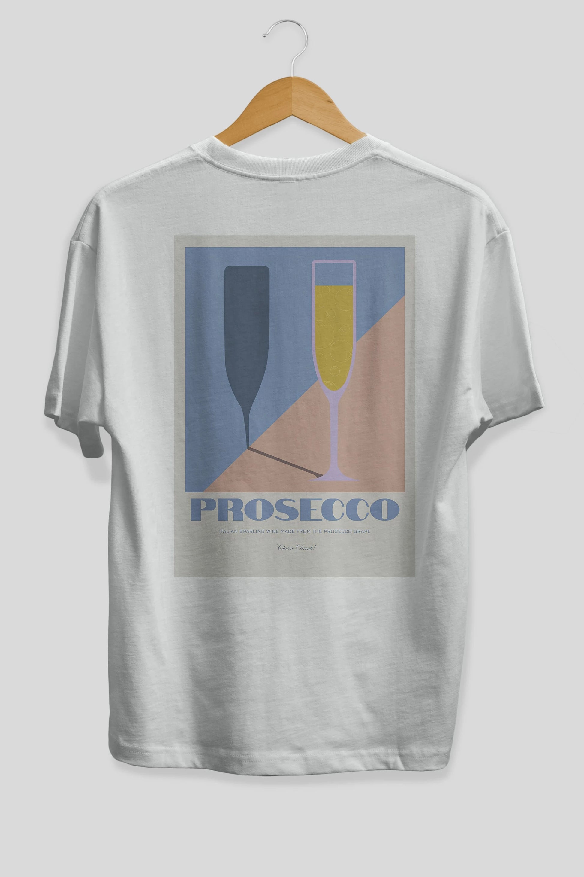 Prosecco Arka Baskılı Oversize t-shirt Erkek Kadın Unisex %100 Pamuk Bisiklet Yaka tişort
