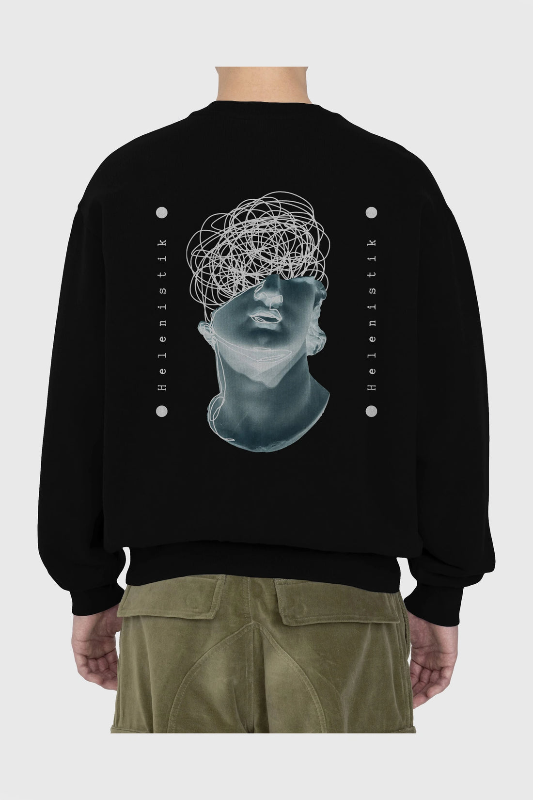 Heykel 2 Arka Baskılı Oversize Sweatshirt Erkek Kadın Unisex