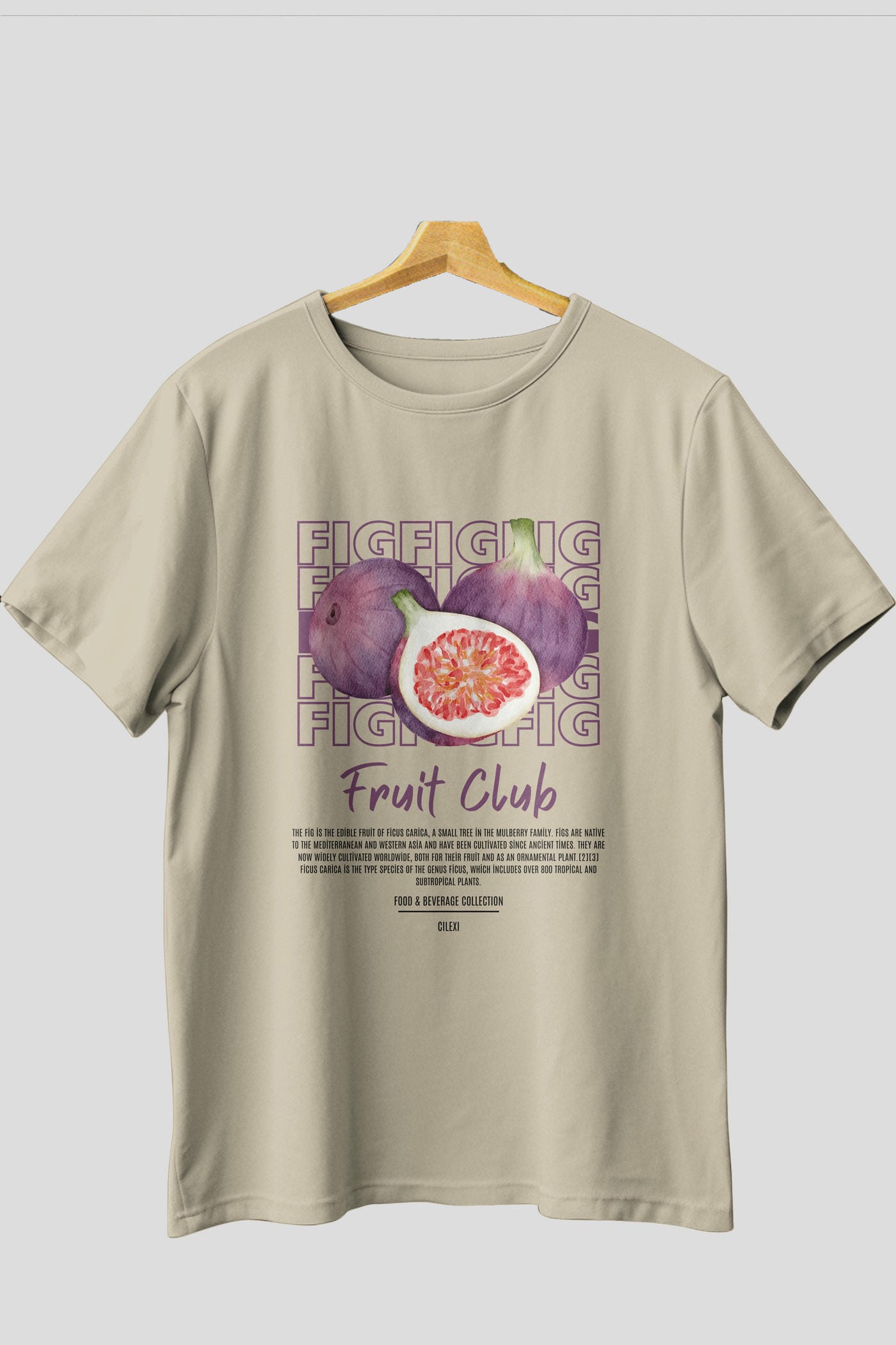 Fig Ön Baskılı Oversize t-shirt Erkek Kadın Pamuk Bisiklet Yaka tişort