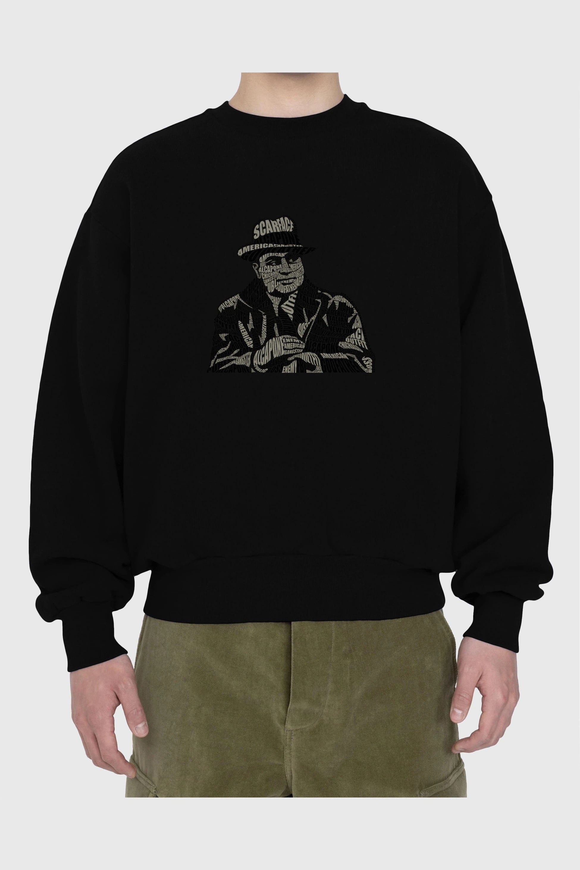 Al Capone Calligram Ön Baskılı Oversize Sweatshirt Erkek Kadın Unisex