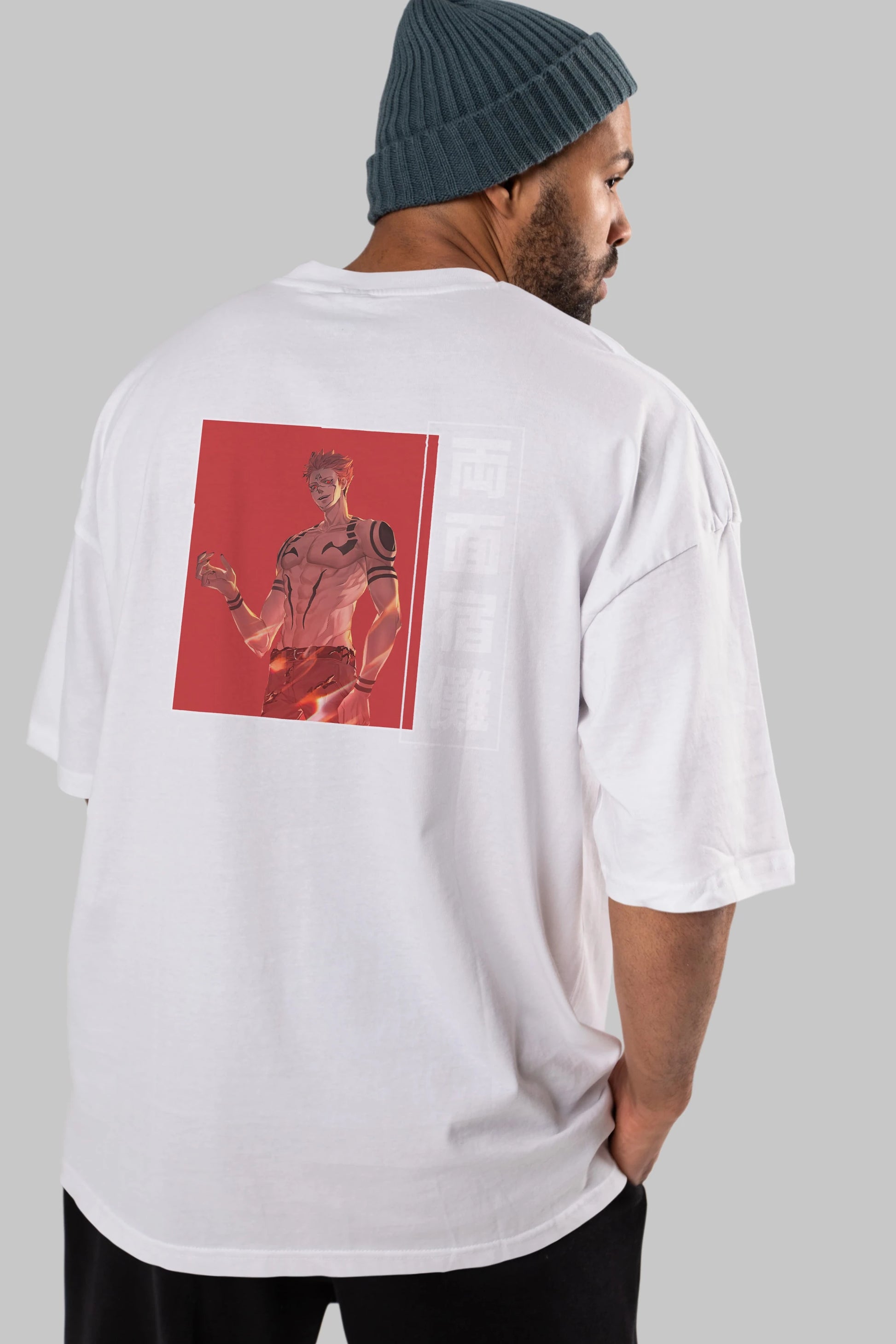 Sukuna Ryoumen 3 Anime Arka Baskılı Oversize t-shirt Erkek Kadın Unisex
