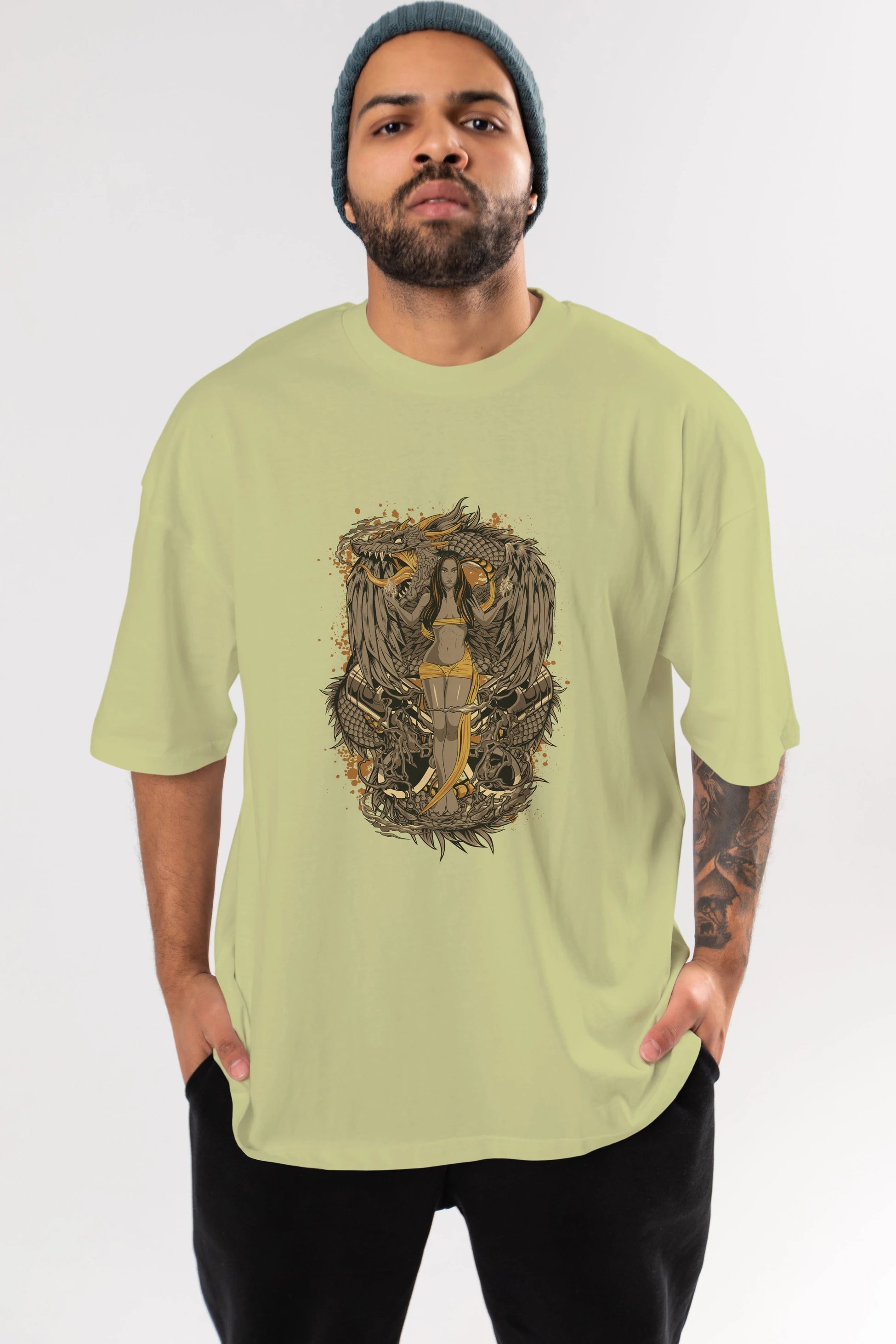 TRIBAL (3) Anime Ön Baskılı Oversize t-shirt %100 pamuk Erkek Kadın Unisex