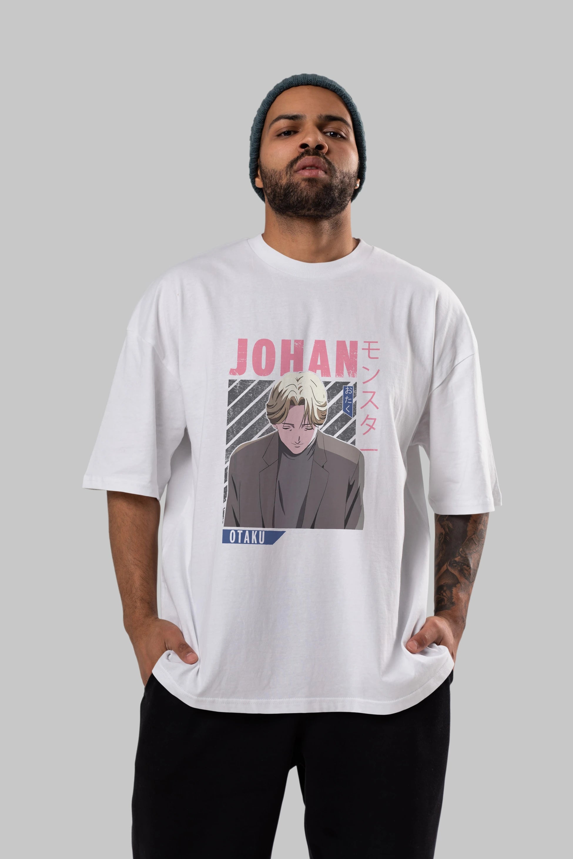 Johan Liebert MONSTER Anime Ön Baskılı Oversize t-shirt %100 pamuk Erkek Kadın Unisex