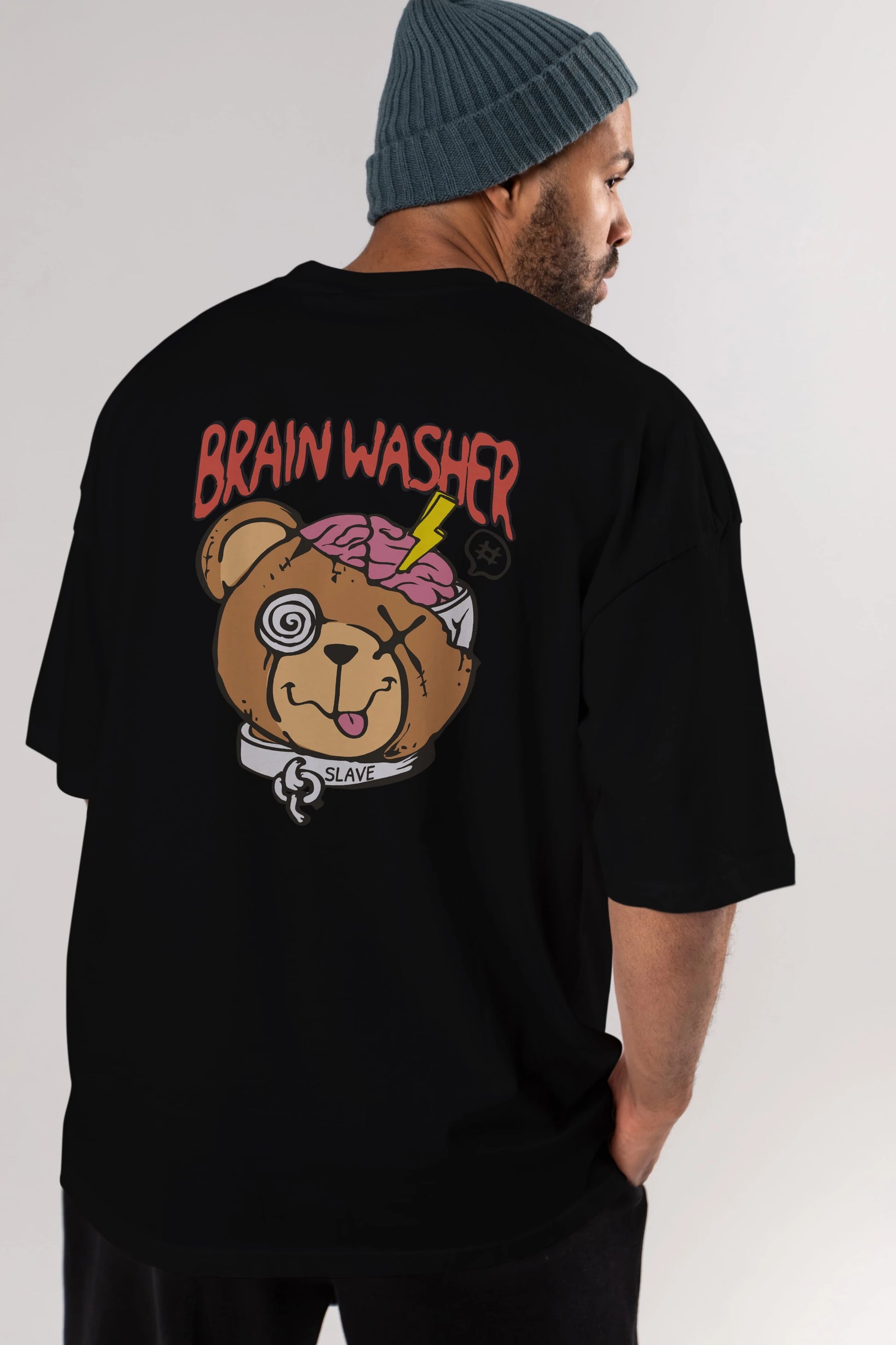 Brain Washer Arka Baskılı Oversize t-shirt Erkek Kadın Unisex