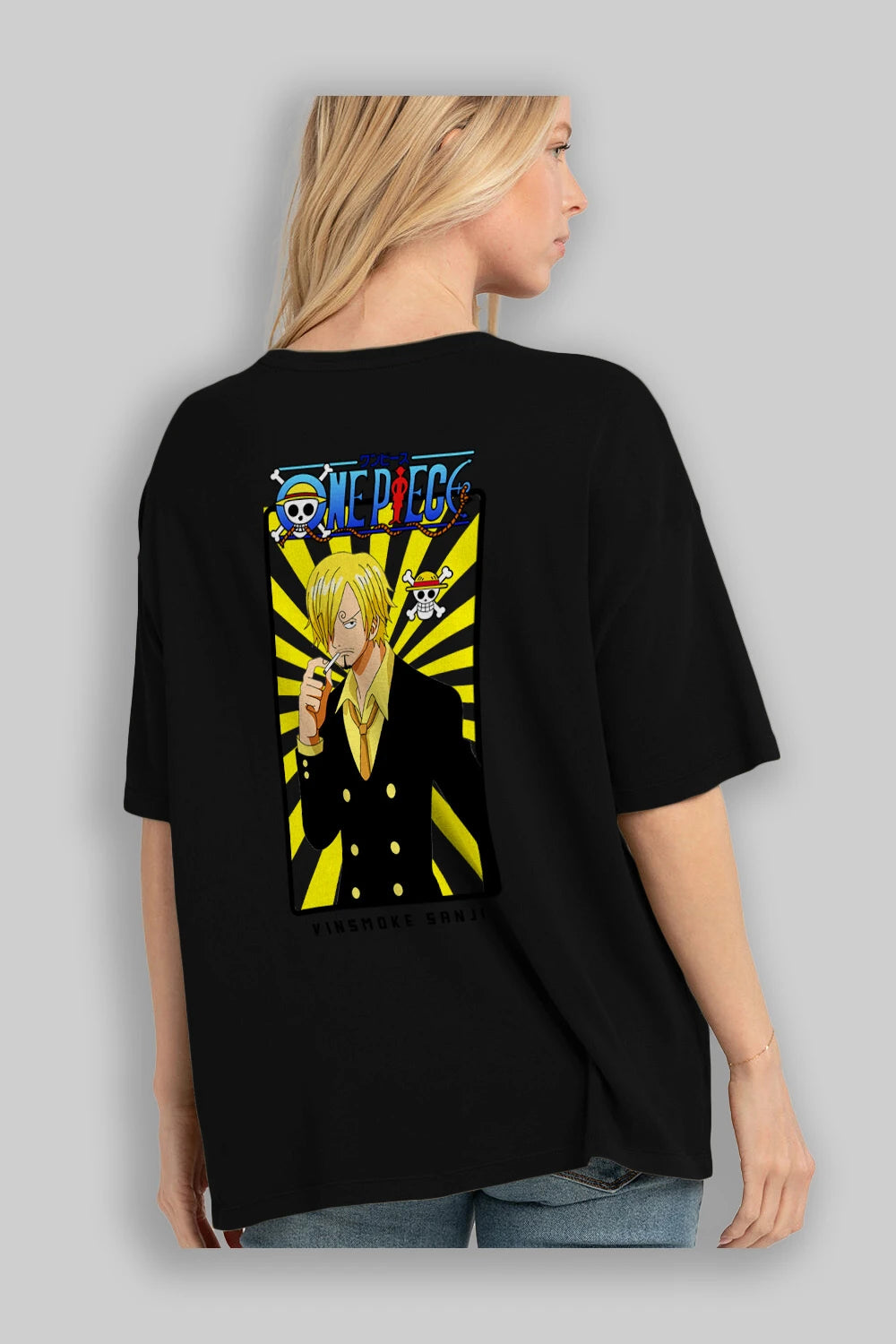 Sanji 4 Anime Arka Baskılı Oversize t-shirt Erkek Kadın Unisex %100 pamuk tişort