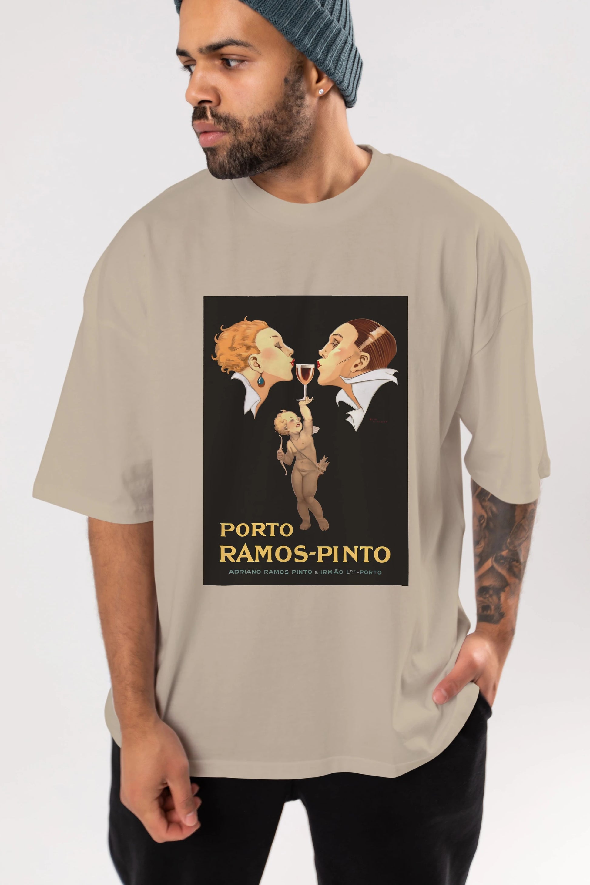 Porto Ramos Pinto Ön Baskılı Oversize t-shirt Erkek Kadın Unisex %100 Pamuk Bisiklet Yaka tişort