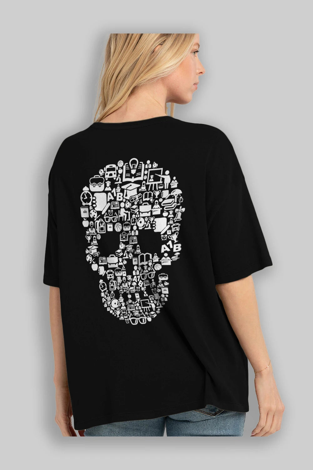 Dead  School Arka Baskılı Oversize t-shirt %100 pamuk Erkek Kadın Unisex