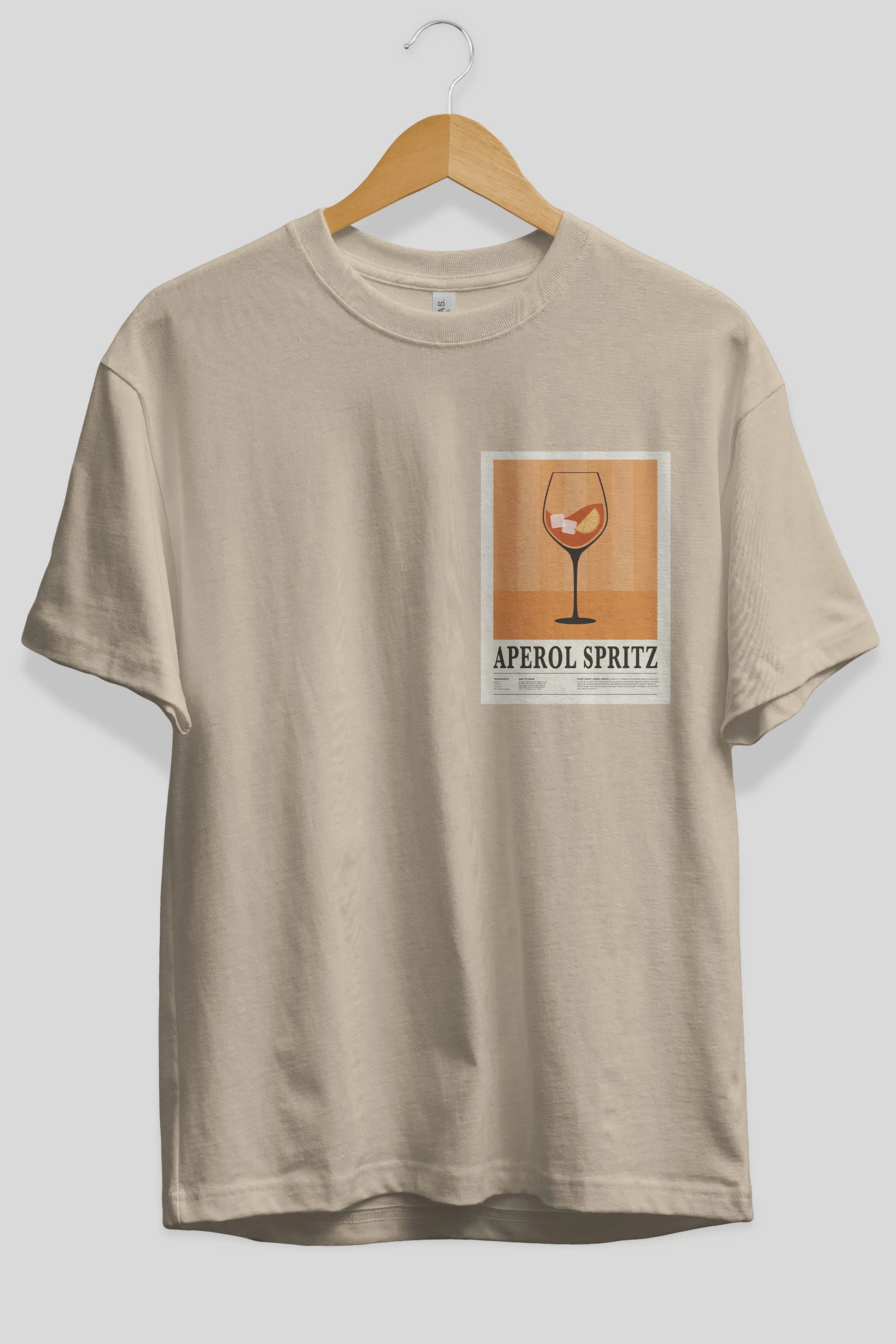 Aperol Spritz 8 Ön Sol Baskılı Oversize t-shirt Erkek Kadın Unisex %100 Pamuk Bisiklet Yaka tişort