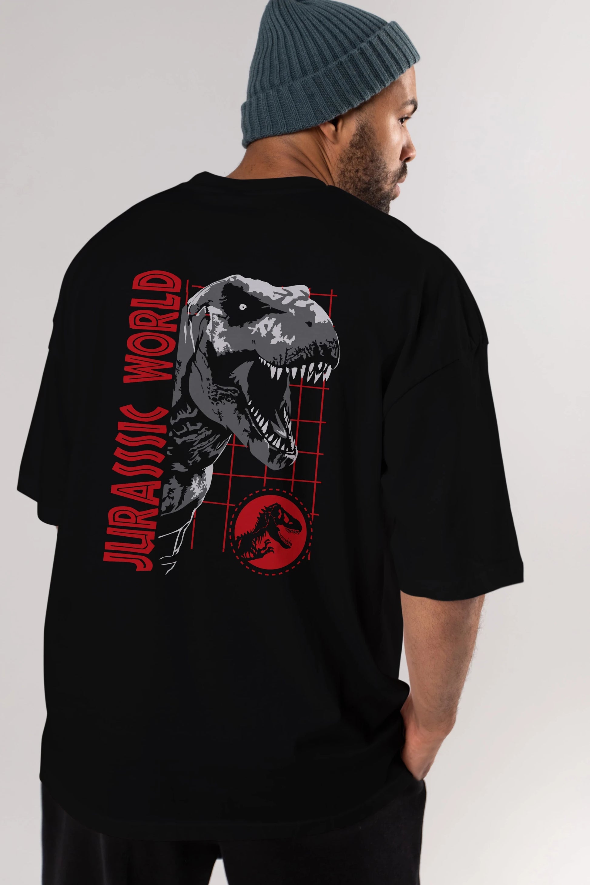 Jurassic Park (2) Arka Baskılı Oversize t-shirt Erkek Kadın Unisex %100 Pamuk Bisiklet Yaka tişort