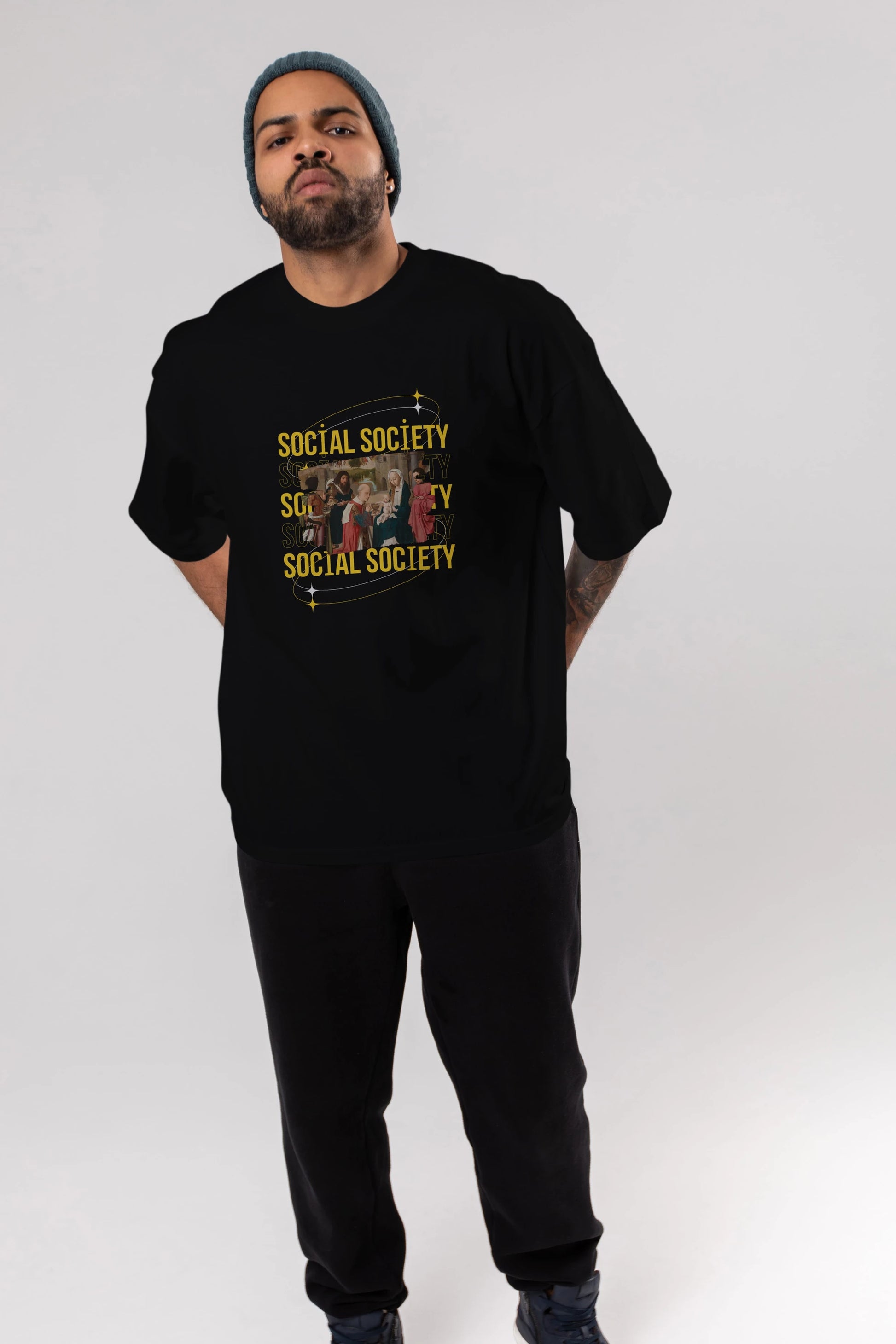 Social Society Yazılı Ön Baskılı Oversize t-shirt Erkek Kadın Unisex