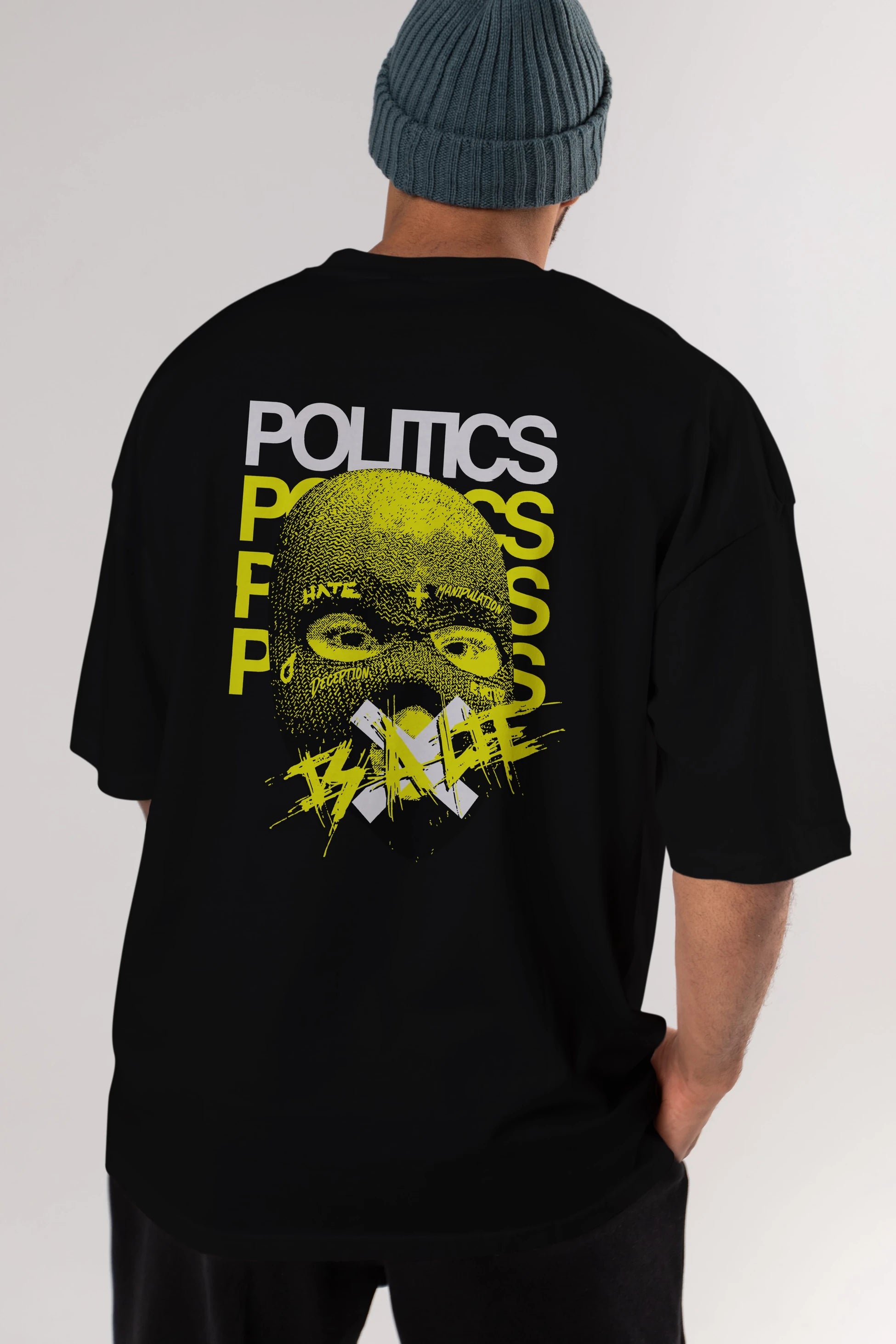 Politics is a Lie Arka Baskılı Oversize t-shirt Erkek Kadın Unisex