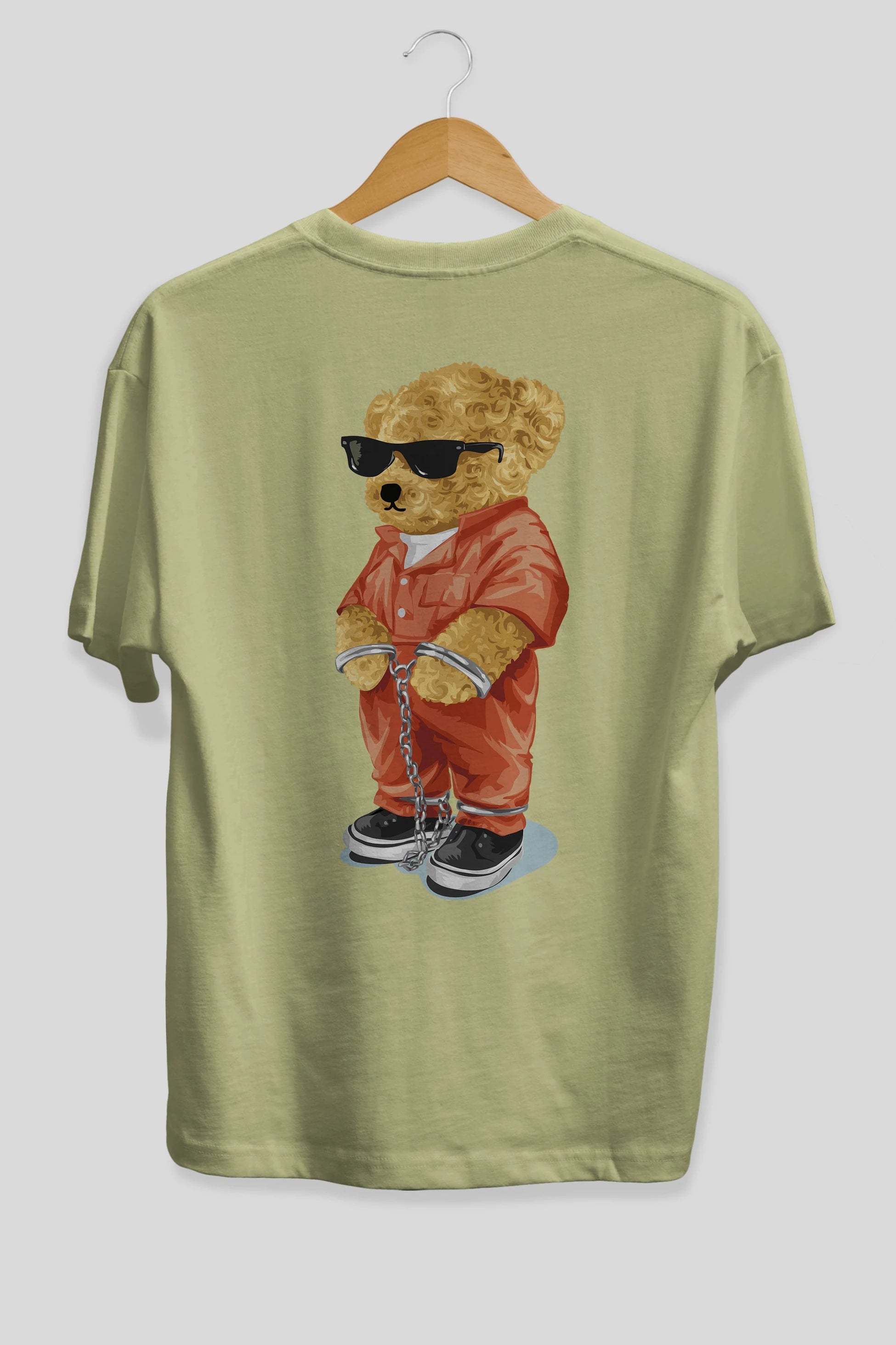 Teddy Bear Kodes Arka Baskılı Oversize t-shirt Erkek Kadın Unisex %100 Pamuk