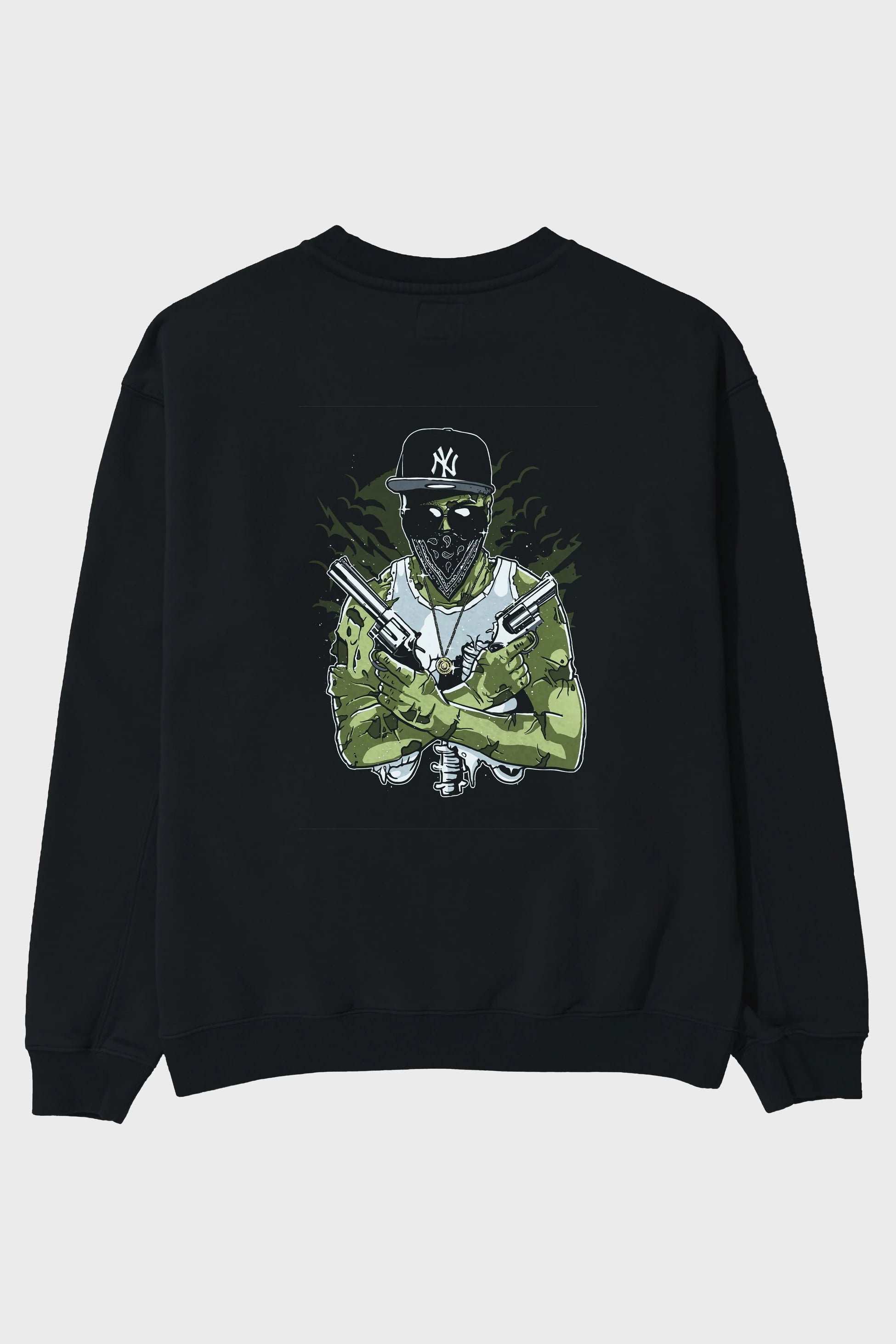 Gangsta Zombie Arka Baskılı Oversize Sweatshirt Erkek Kadın Unisex